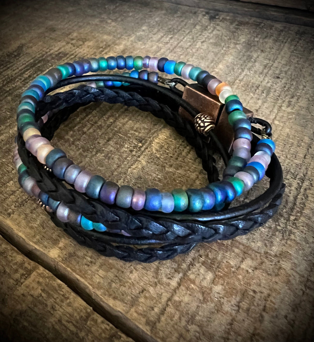 Wanderlust Multi Layered Beaded Bohemian Leather Wrap Bracelet