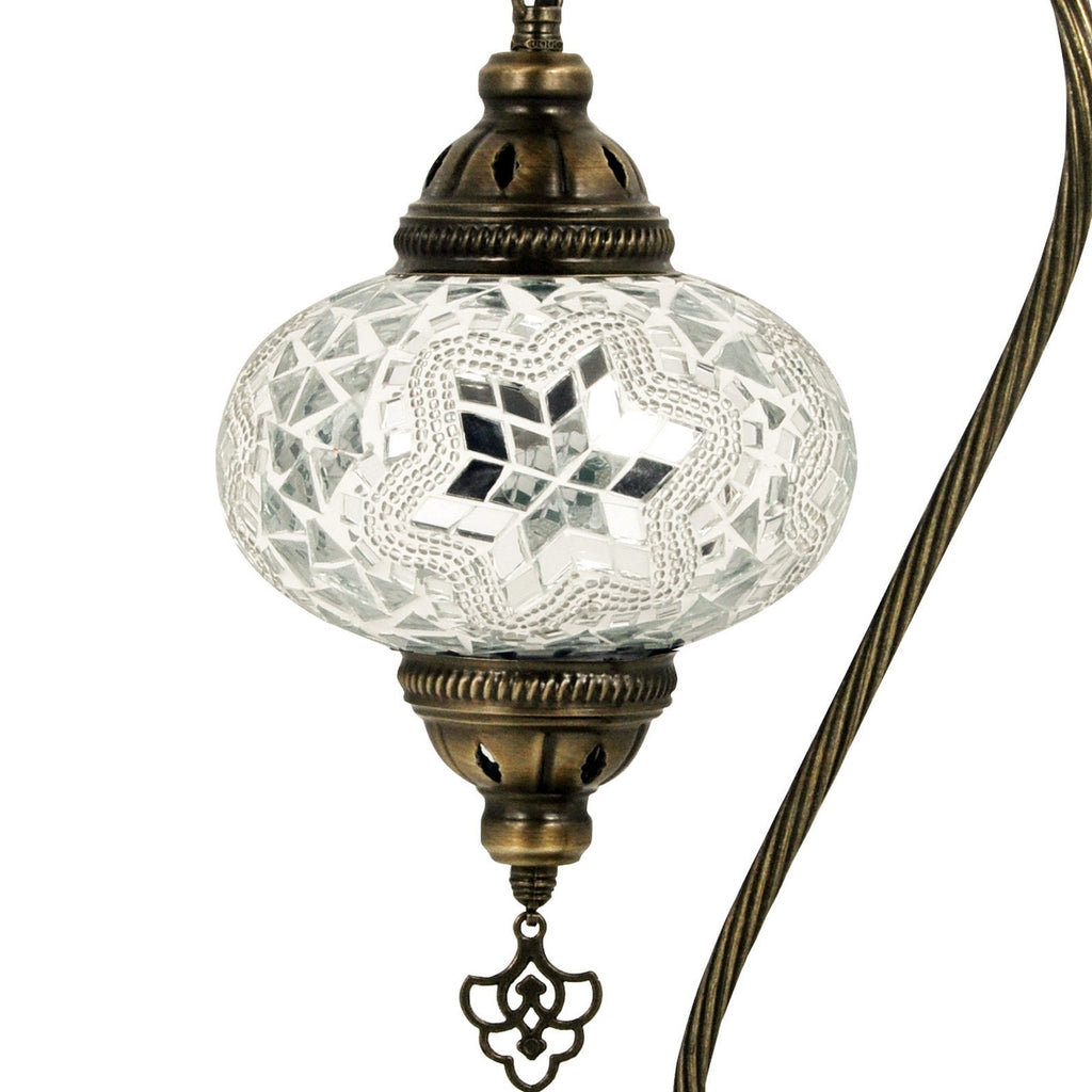 MoslandHome Handmade Turkish Mosaic Swan Neck Table Lamp Mosaic Glass