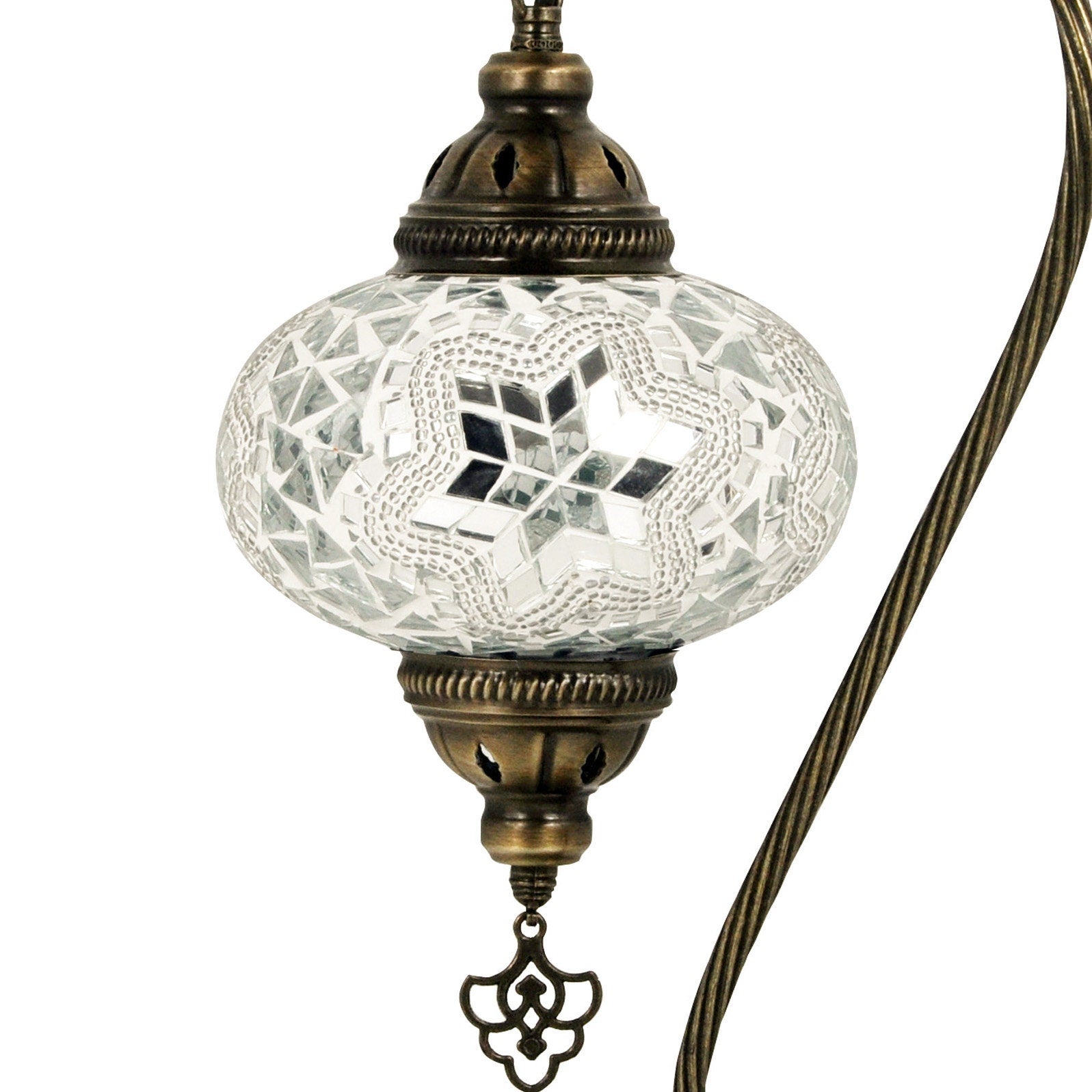 MoslandHome Handmade Turkish Mosaic Swan Neck Table Lamp Mosaic Glass