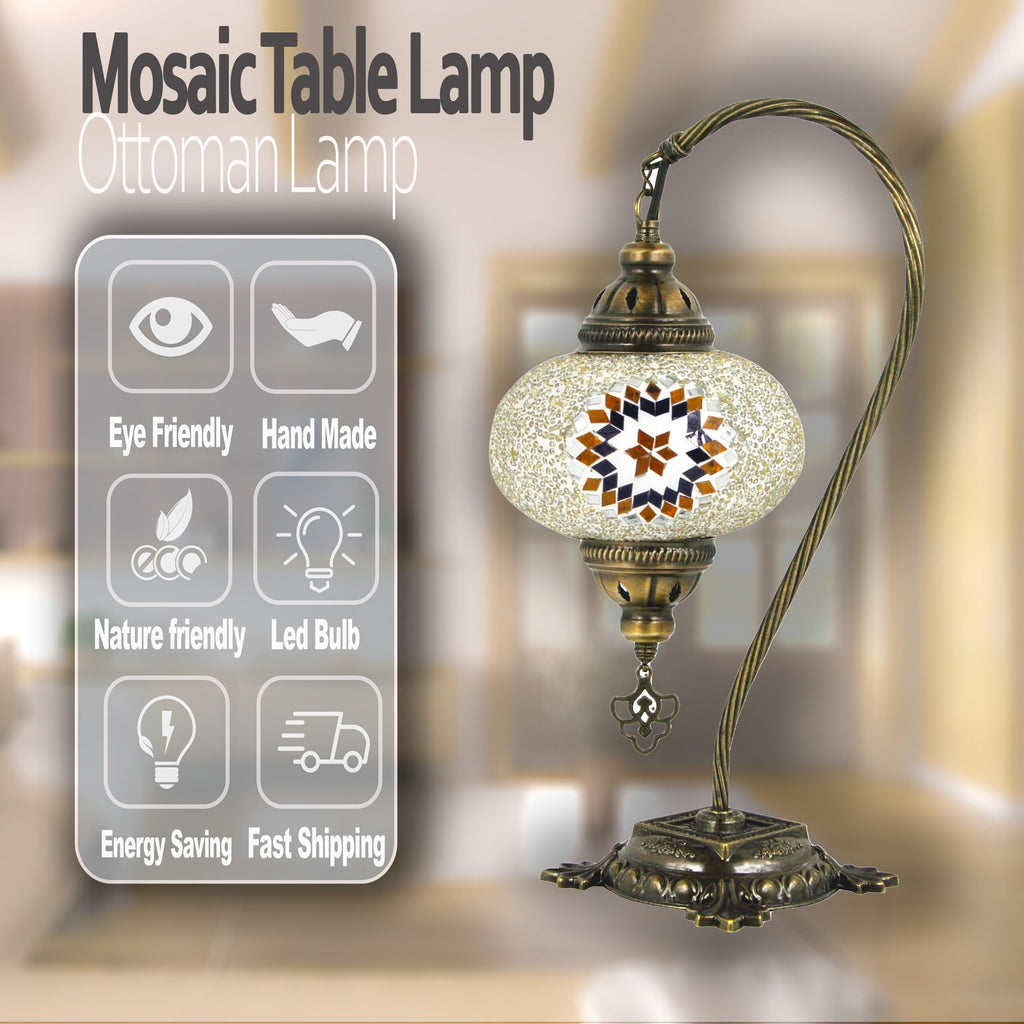 MoslandHome Turkish Moroccan Mosaic Glass Table Lamp
