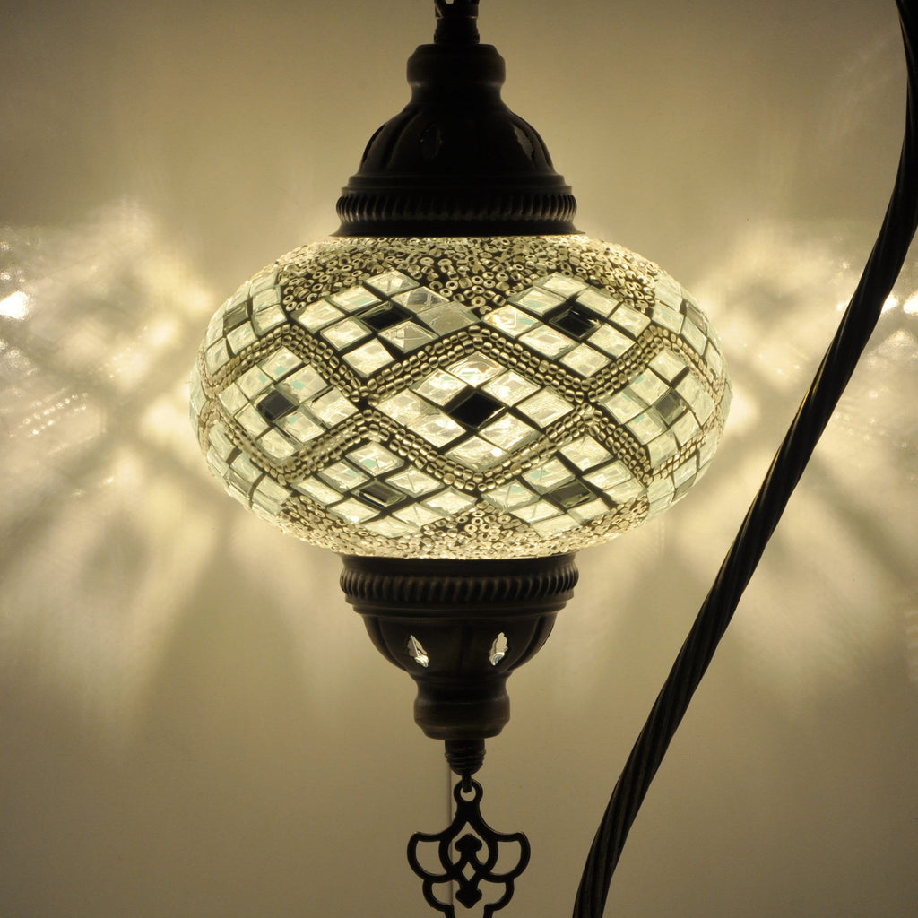 MoslandHome Handmade Turkish Mosaic Lamp Swan Neck Table Lamp
