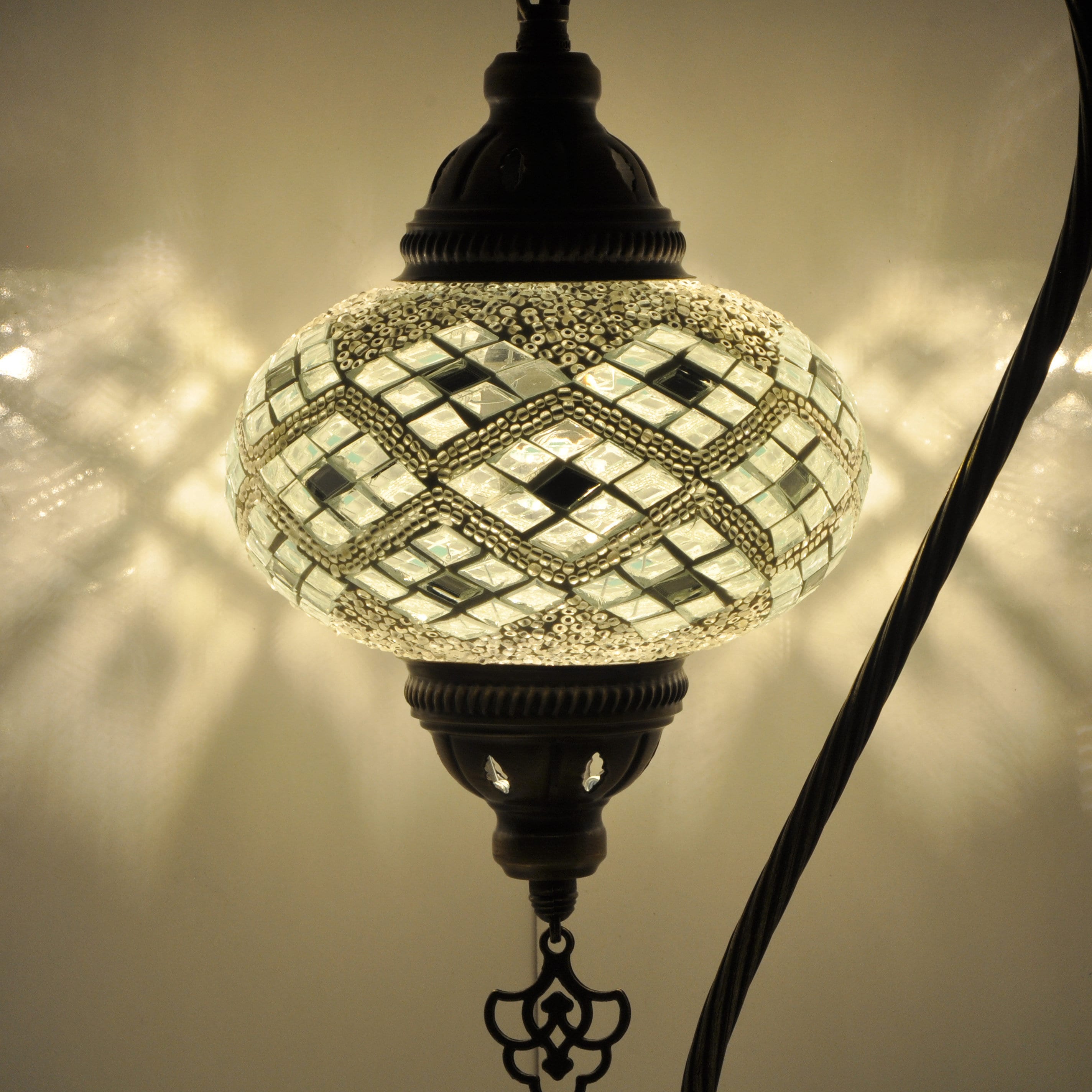 MoslandHome Handmade Turkish Mosaic Lamp Swan Neck Table Lamp