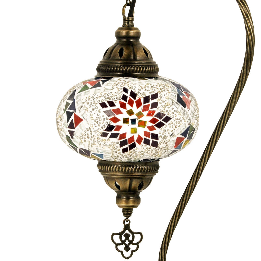 MoslandHome Handmade Turkish Mosaic Table Lamp Swan Neck 6.5in