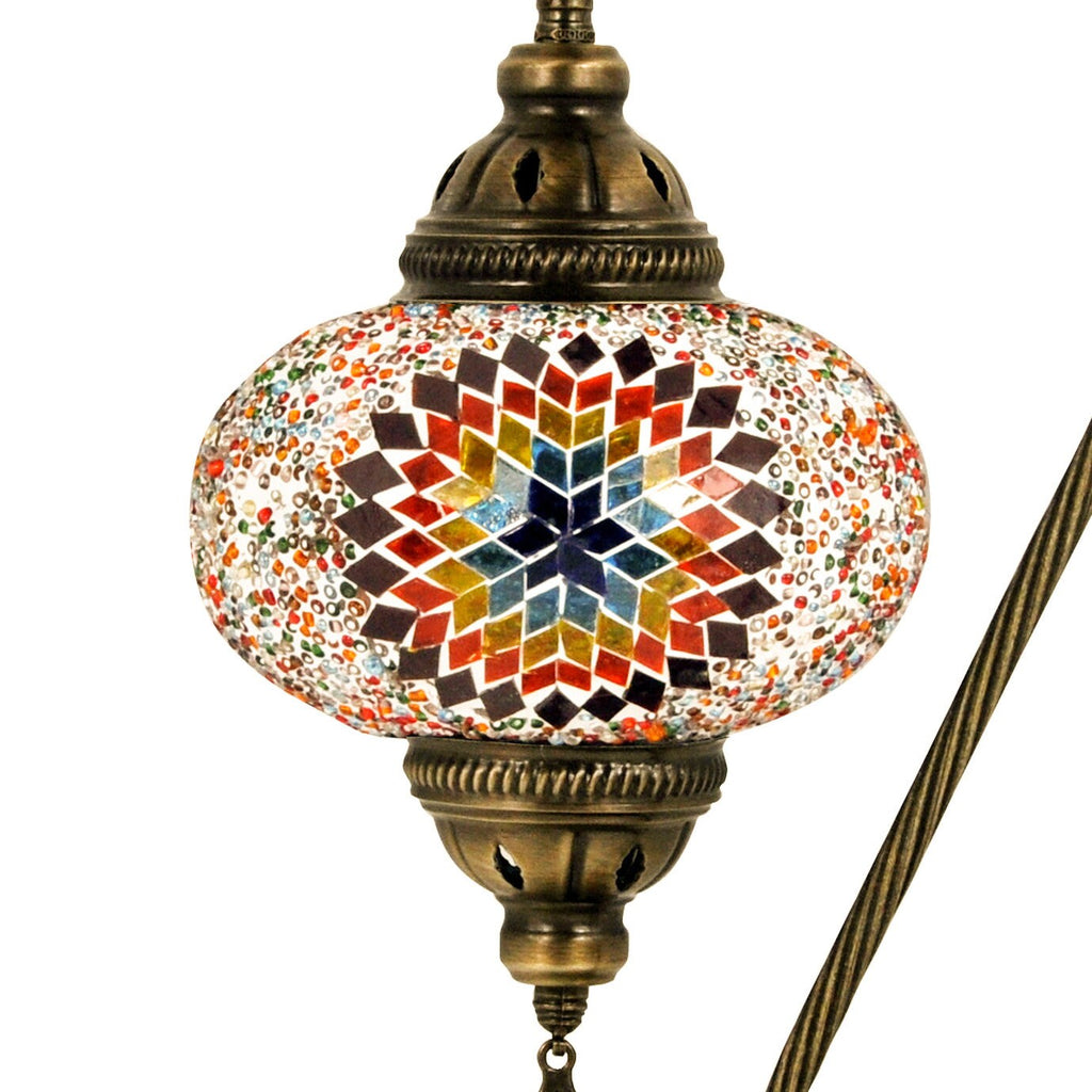 MoslandHome Handmade Turkish Mosaic Glass Table Lamp, Swan Neck Design