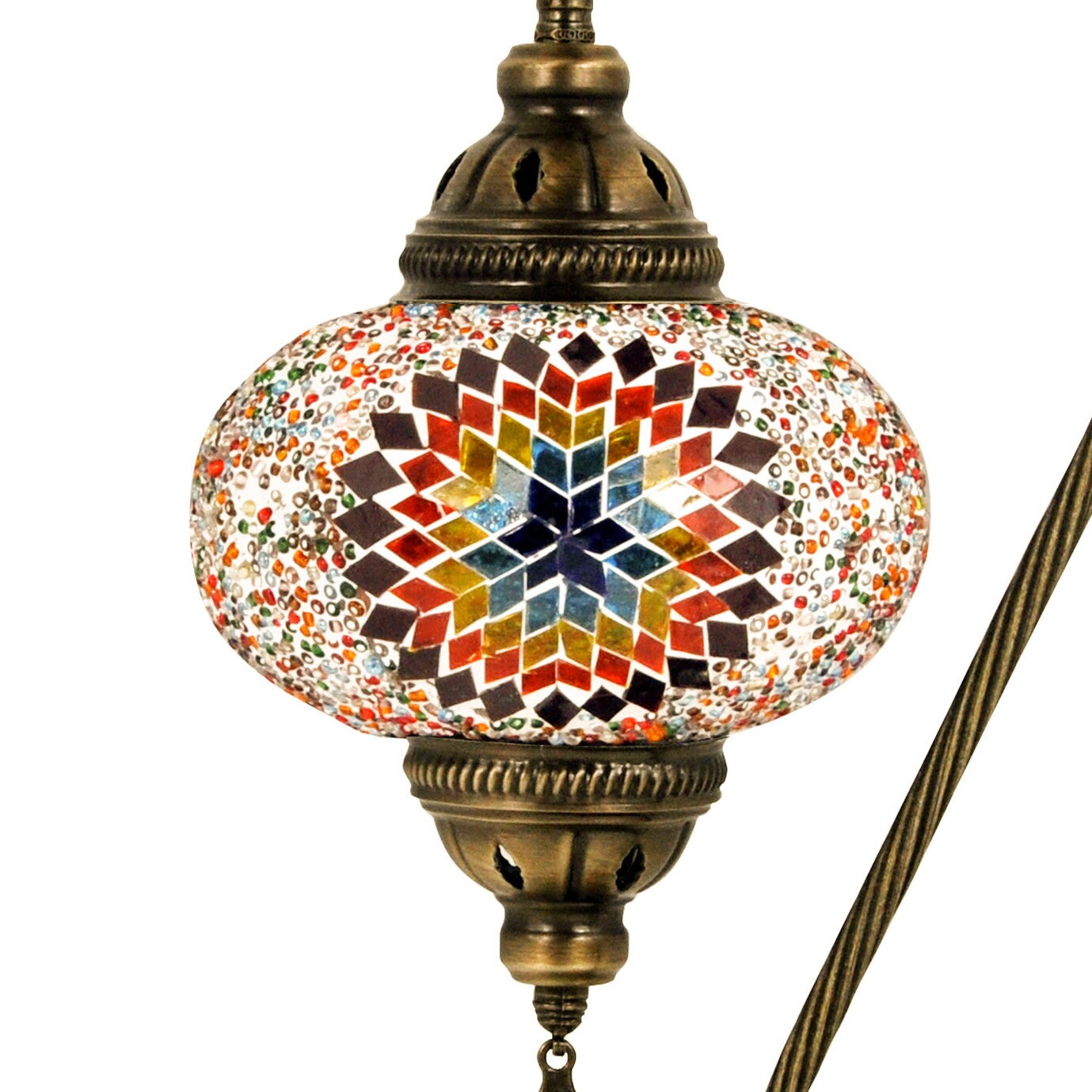 MoslandHome Handmade Turkish Mosaic Glass Table Lamp, Swan Neck Design