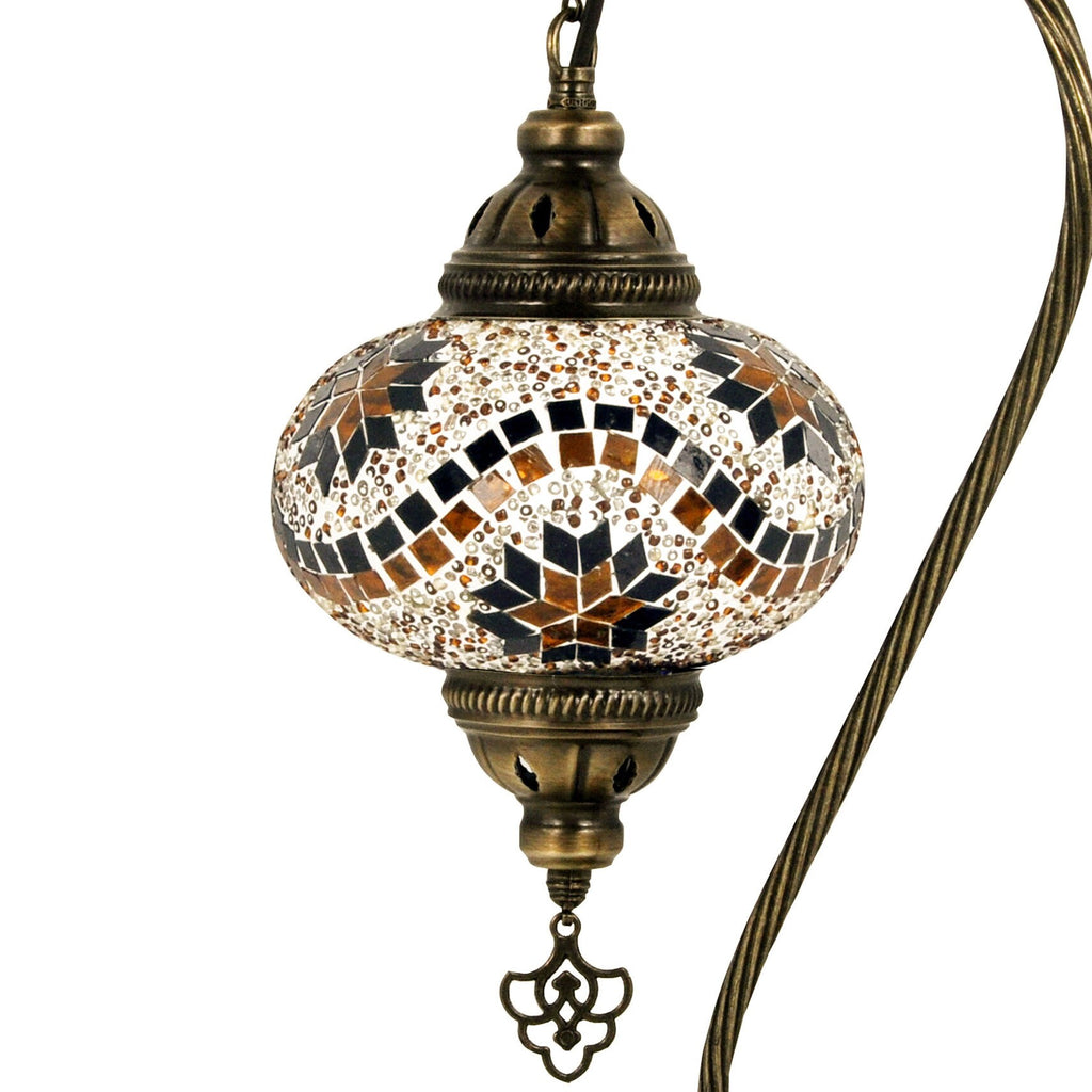 MoslandHome Handmade Turkish Mosaic Swan Neck Table Lamp