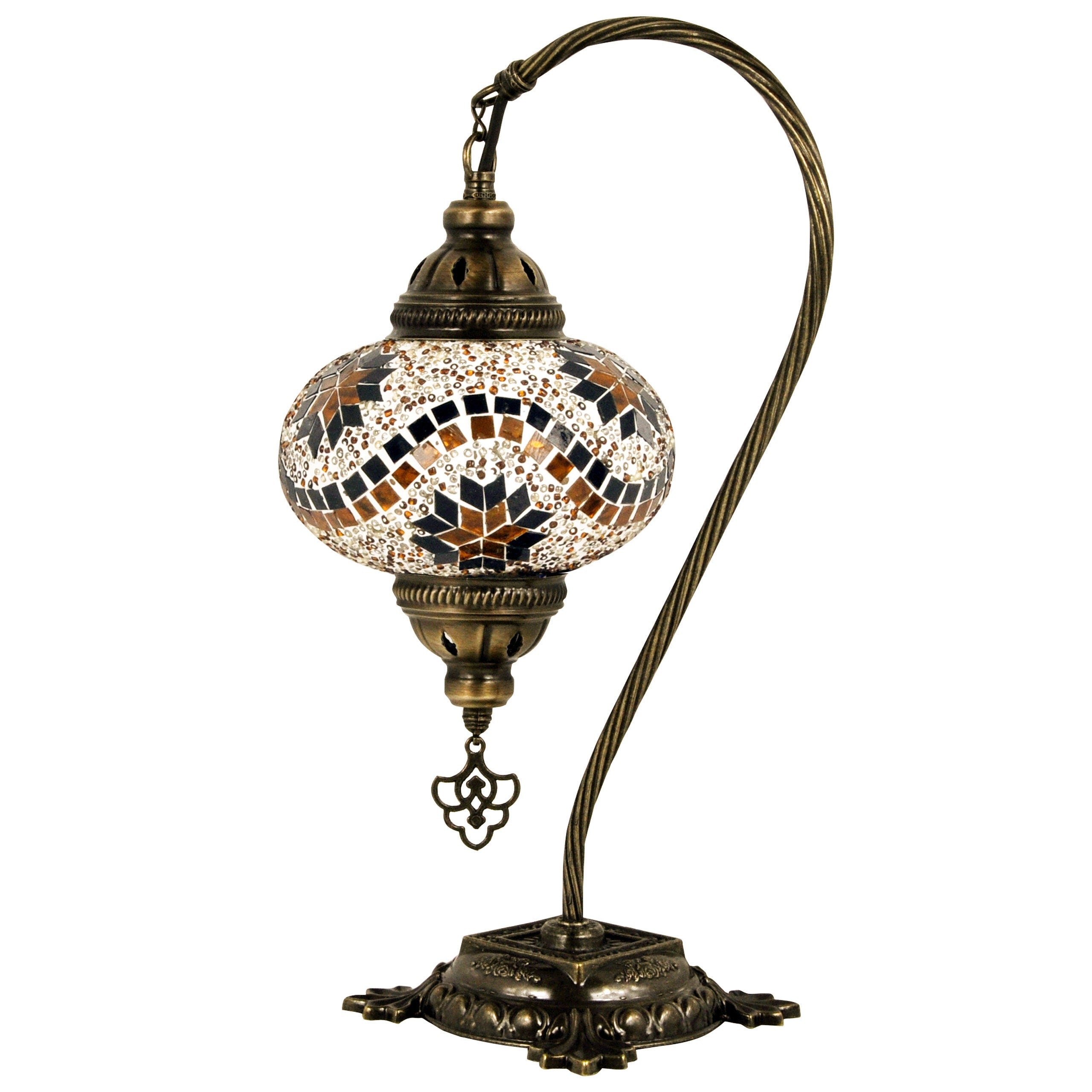 MoslandHome Handmade Turkish Mosaic Swan Neck Table Lamp