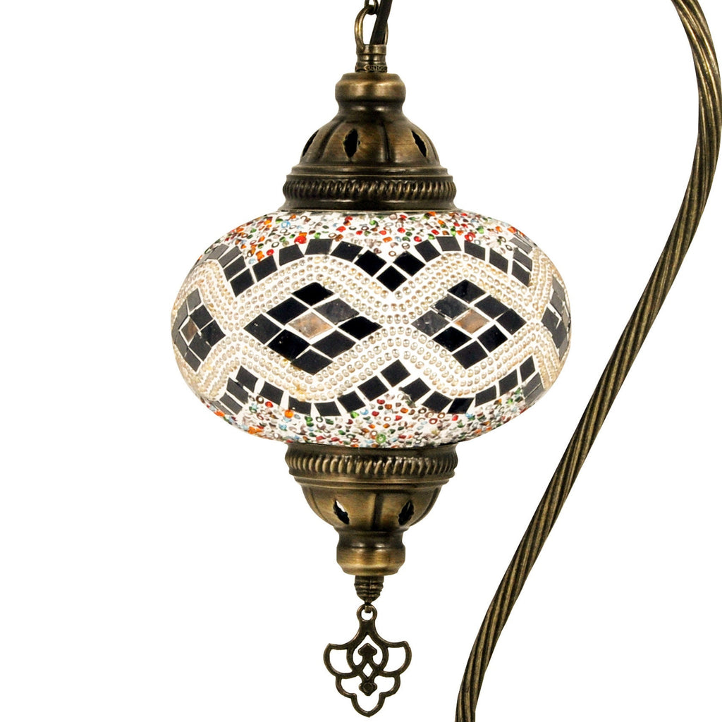 MoslandHome Handmade Turkish Mosaic Glass Table Lamp Antique Brass