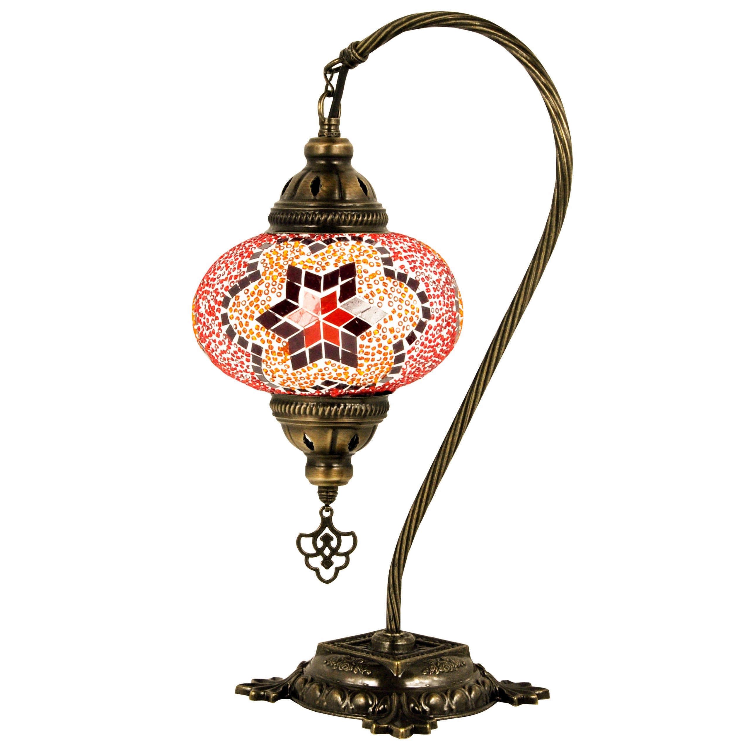 MoslandHome Handmade Turkish Mosaic Lamp Swan Neck Bedside Table Lamp