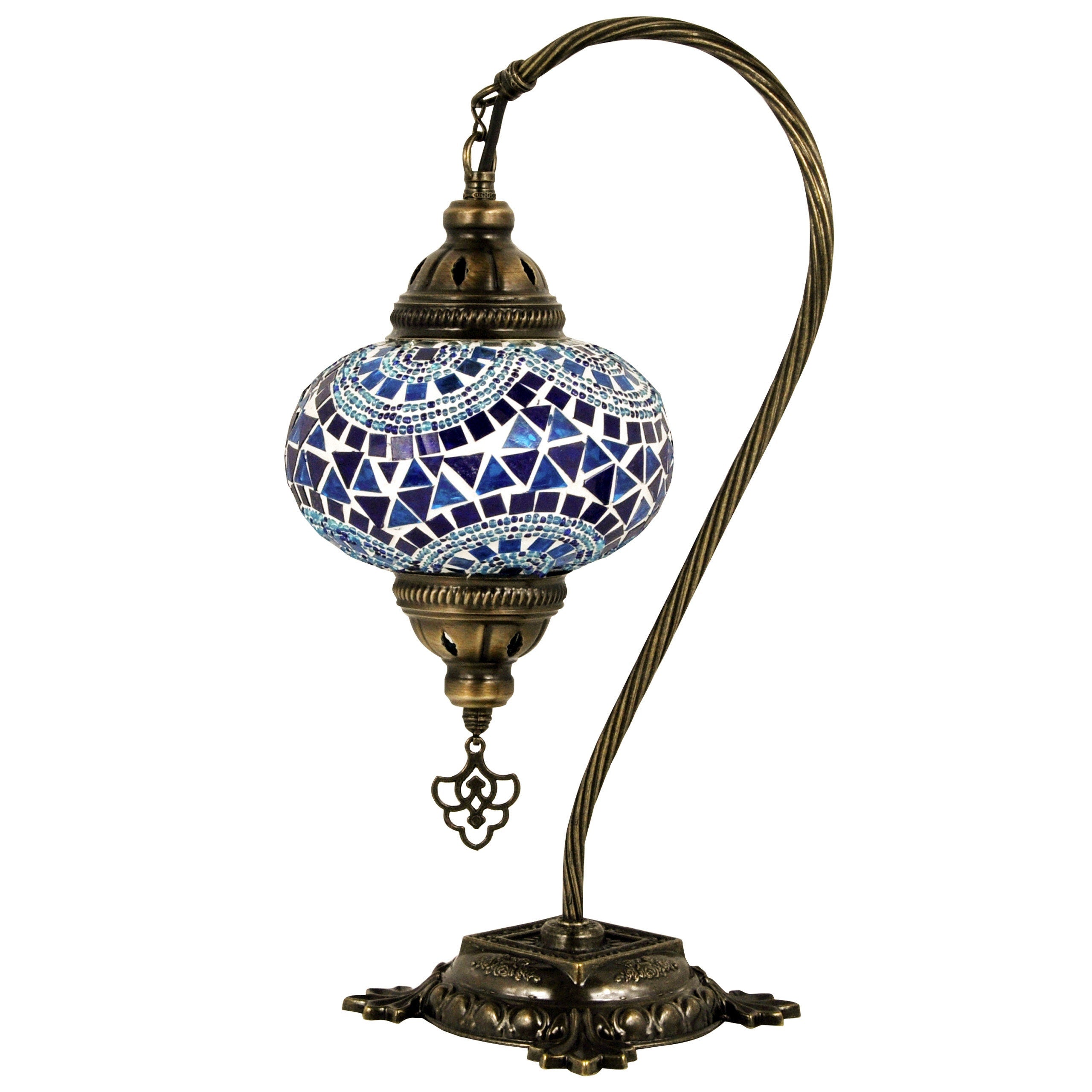 MoslandHome Handmade Turkish Mosaic Swan Neck Table Lamp Mosaic Glass