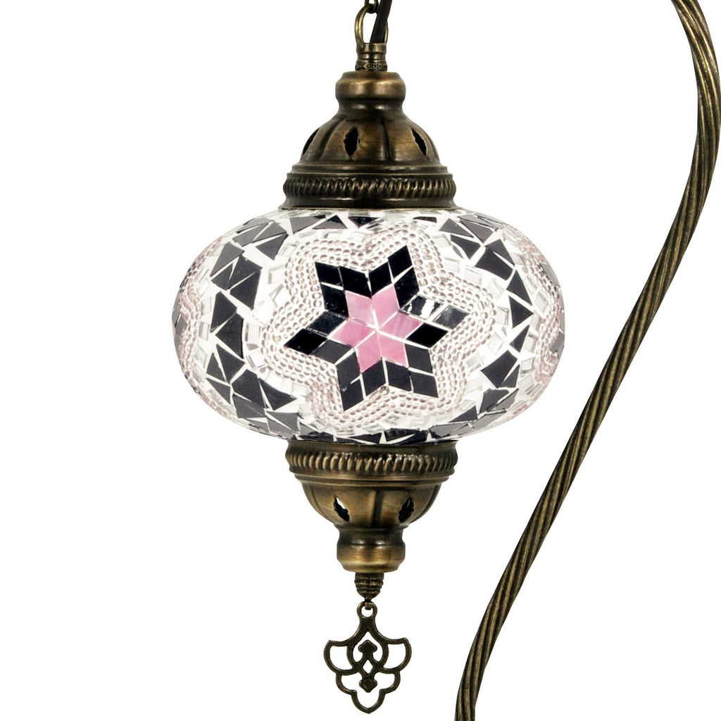 MoslandHome Handmade Turkish Mosaic Swan Neck Table Lamp Mosaic Glass 6.5in