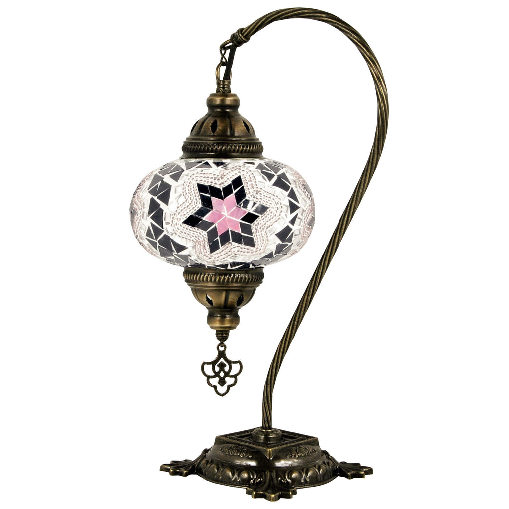 MoslandHome Handmade Turkish Mosaic Swan Neck Table Lamp Mosaic Glass 6.5in