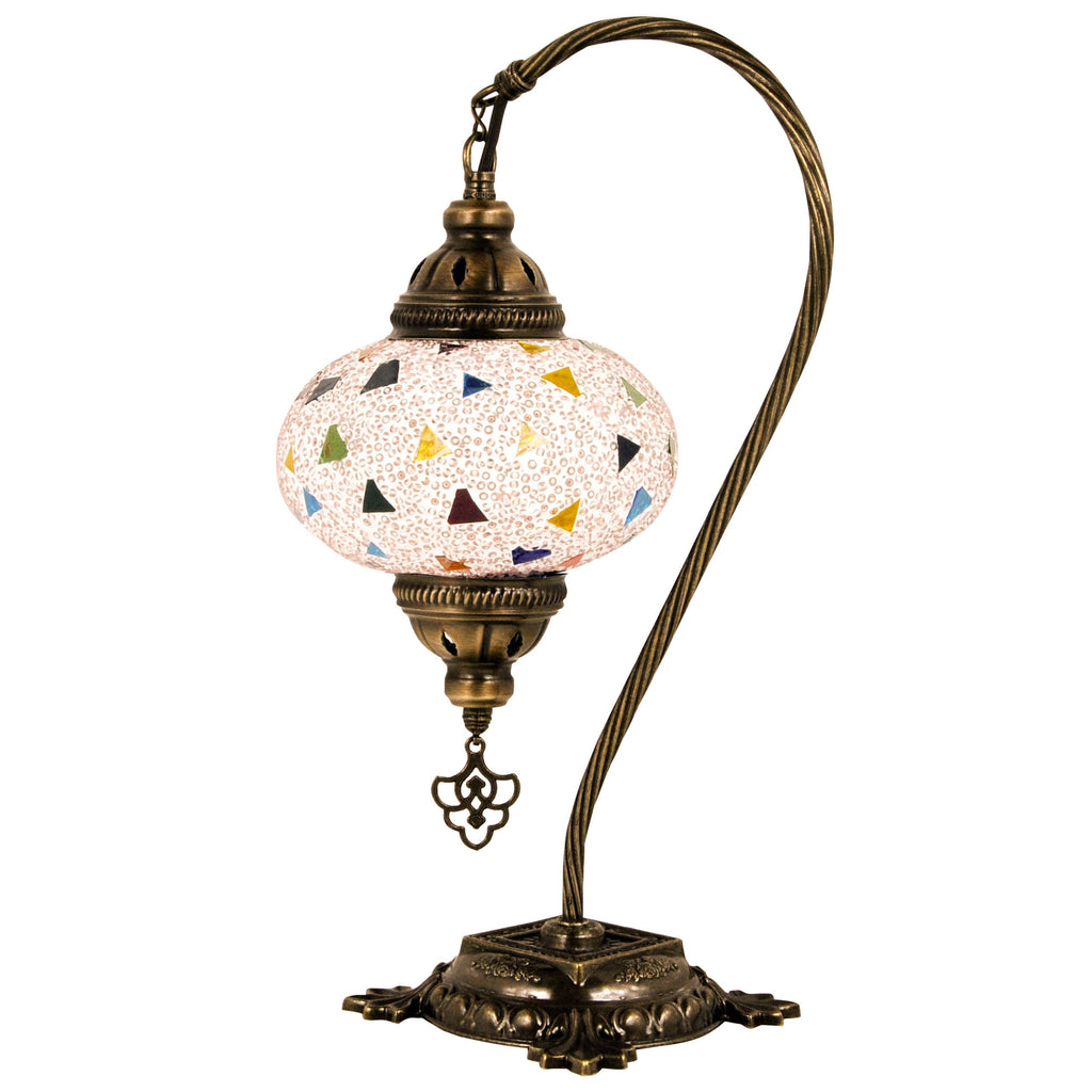 MoslandHome Turkish Mosaic Table Lamp Swan Neck 17cm