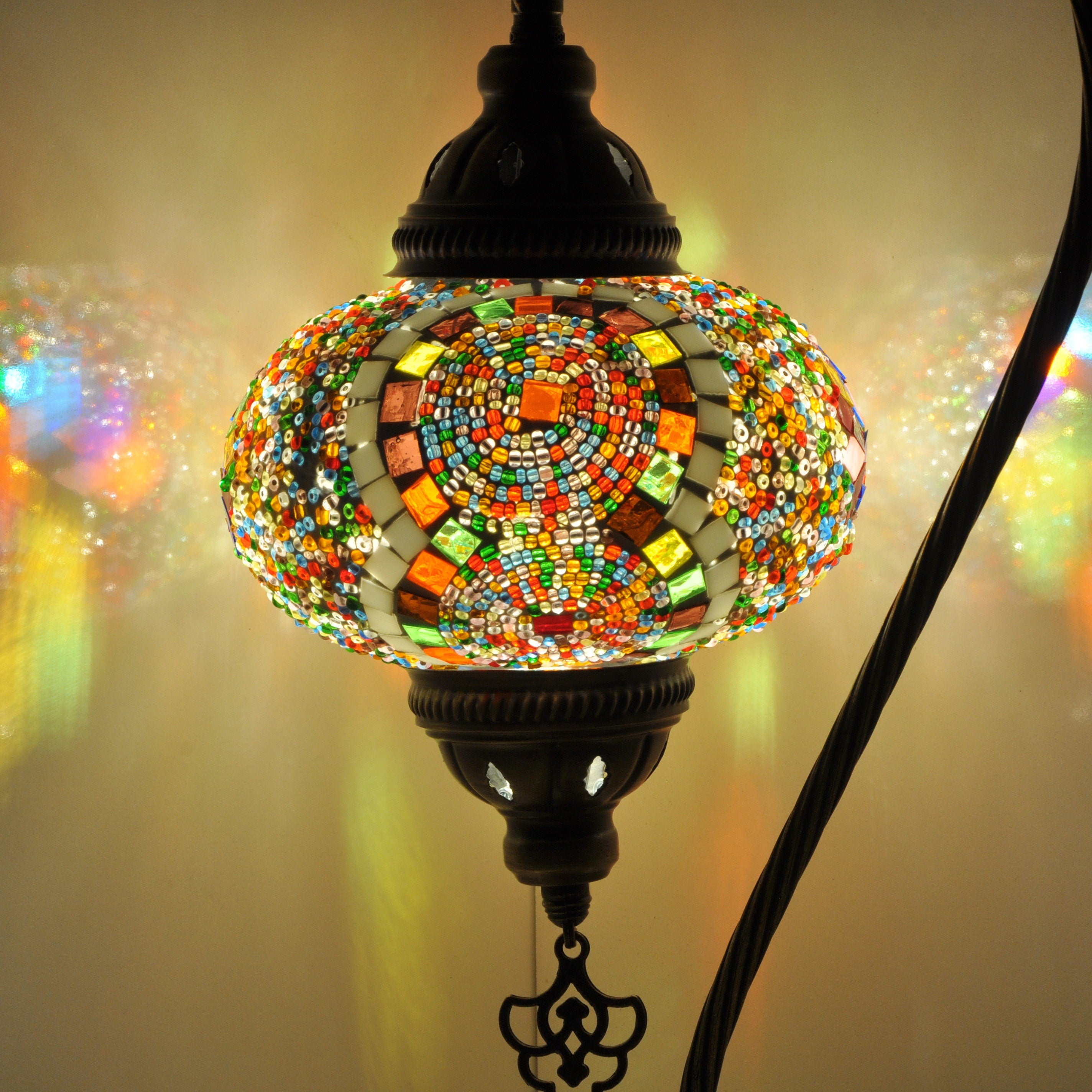 MoslandHome Handmade Turkish Mosaic Swan Neck Table Lamp 16.5in