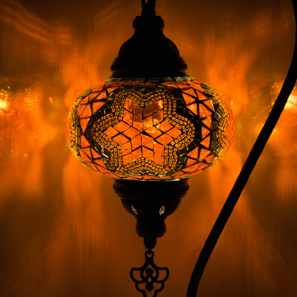 MoslandHome Handmade Turkish Mosaic Lamp Swan Neck Table Lamp
