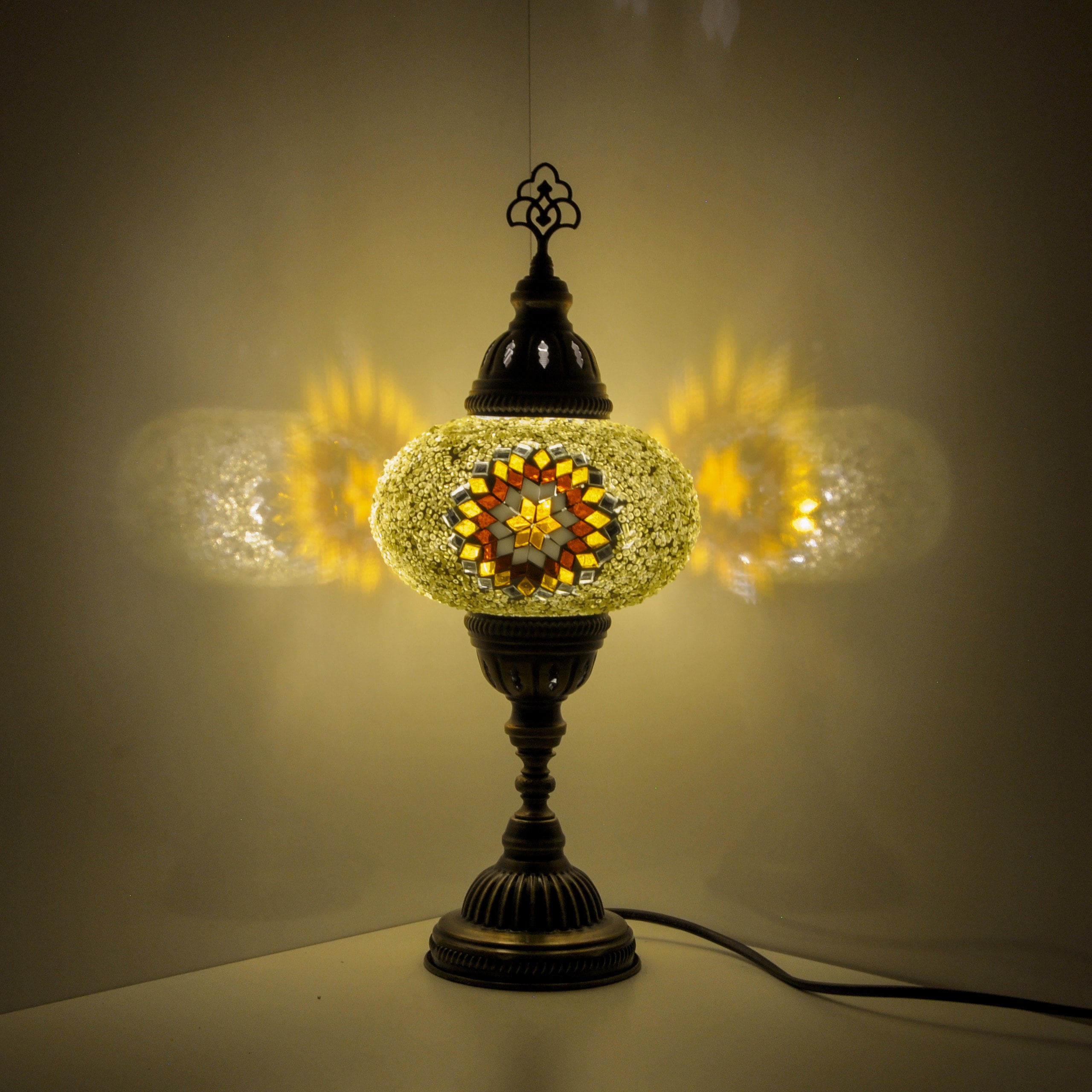 MoslandHome Handmade Turkish Mosaic Table Lamp Bohemian Bedside 35cm