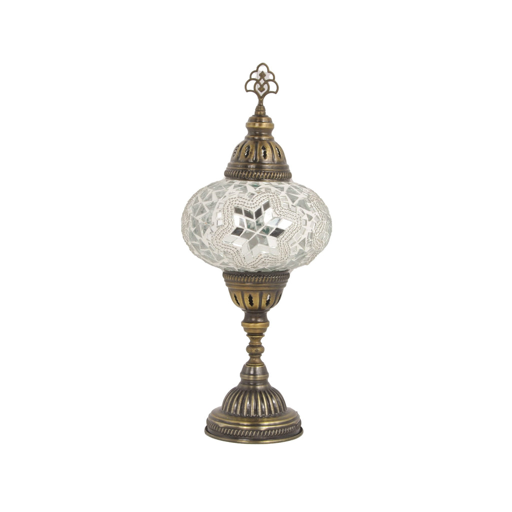 MoslandHome Handmade Turkish Mosaic Table Lamp 6.5in White