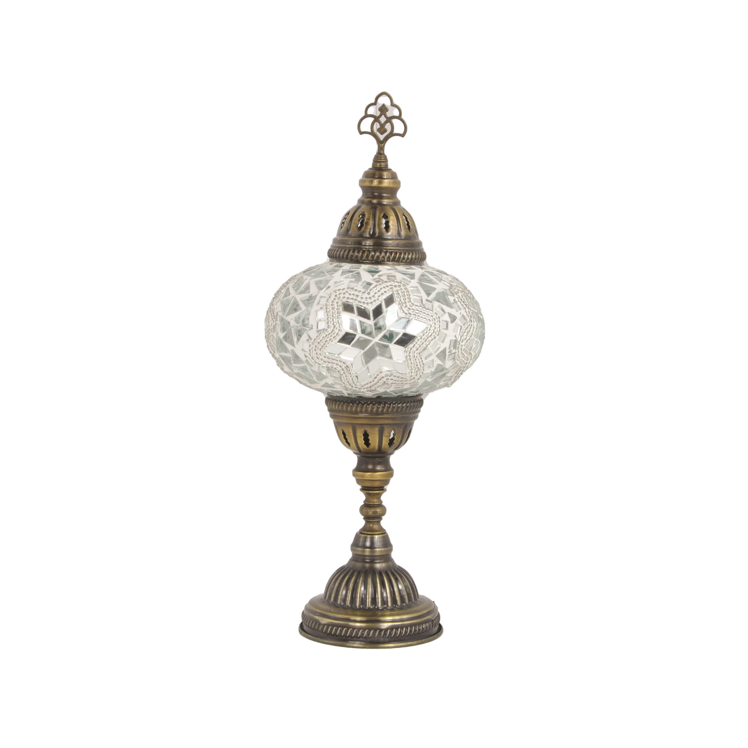 MoslandHome Handmade Turkish Mosaic Table Lamp 6.5in White
