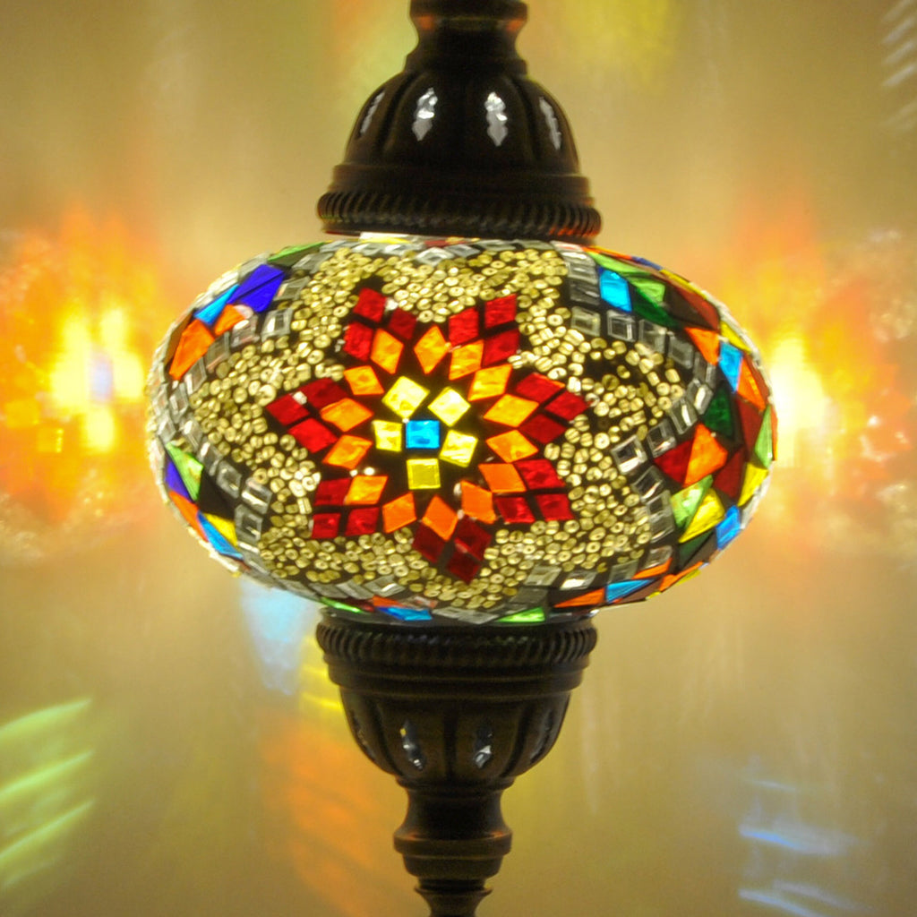 MoslandHome Handmade Turkish Mosaic Lamp: Bohemian Glass Table Lamp 6.5in