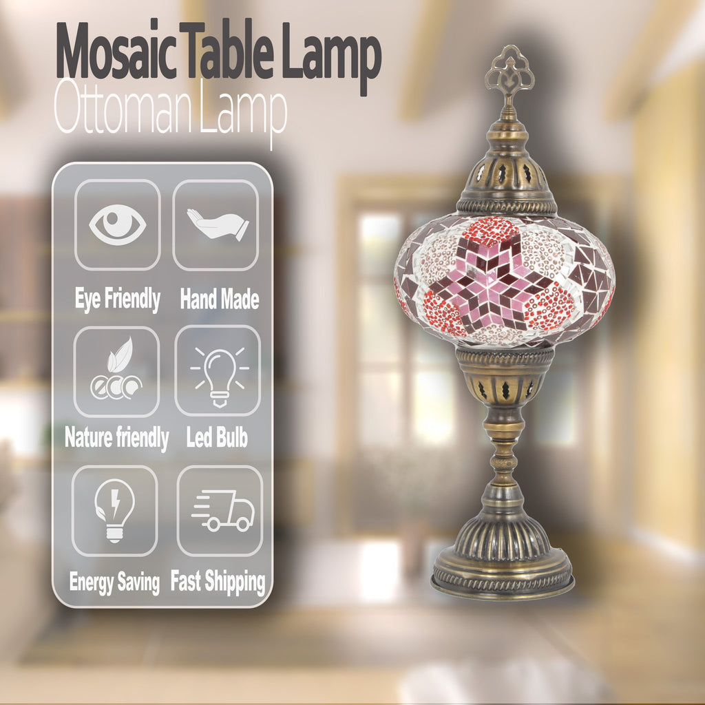 MoslandHome Handmade Turkish Mosaic Table Lamp 6.5in Globe