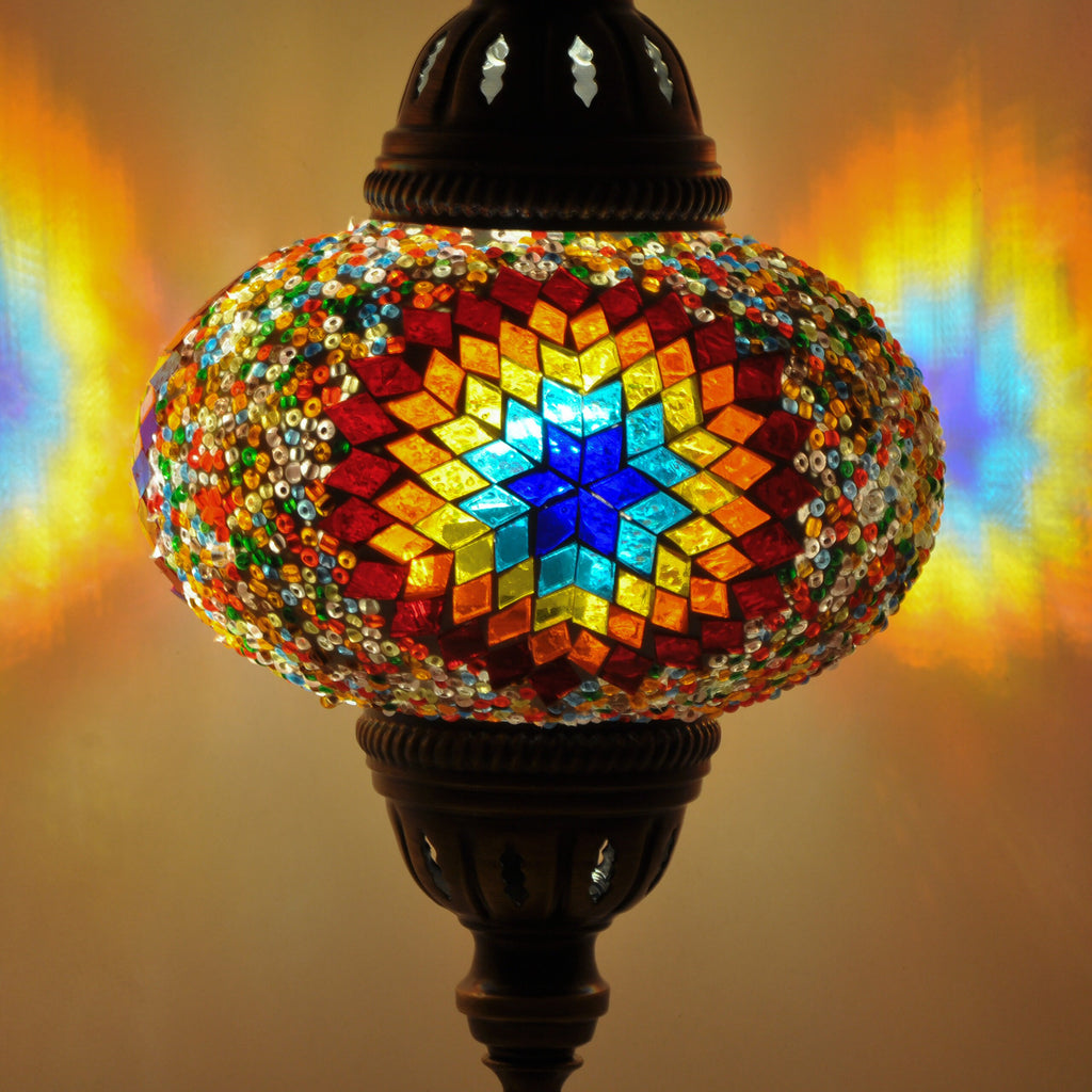 MoslandHome Handmade Turkish Mosaic Table Lamp Bohemian 6.5in