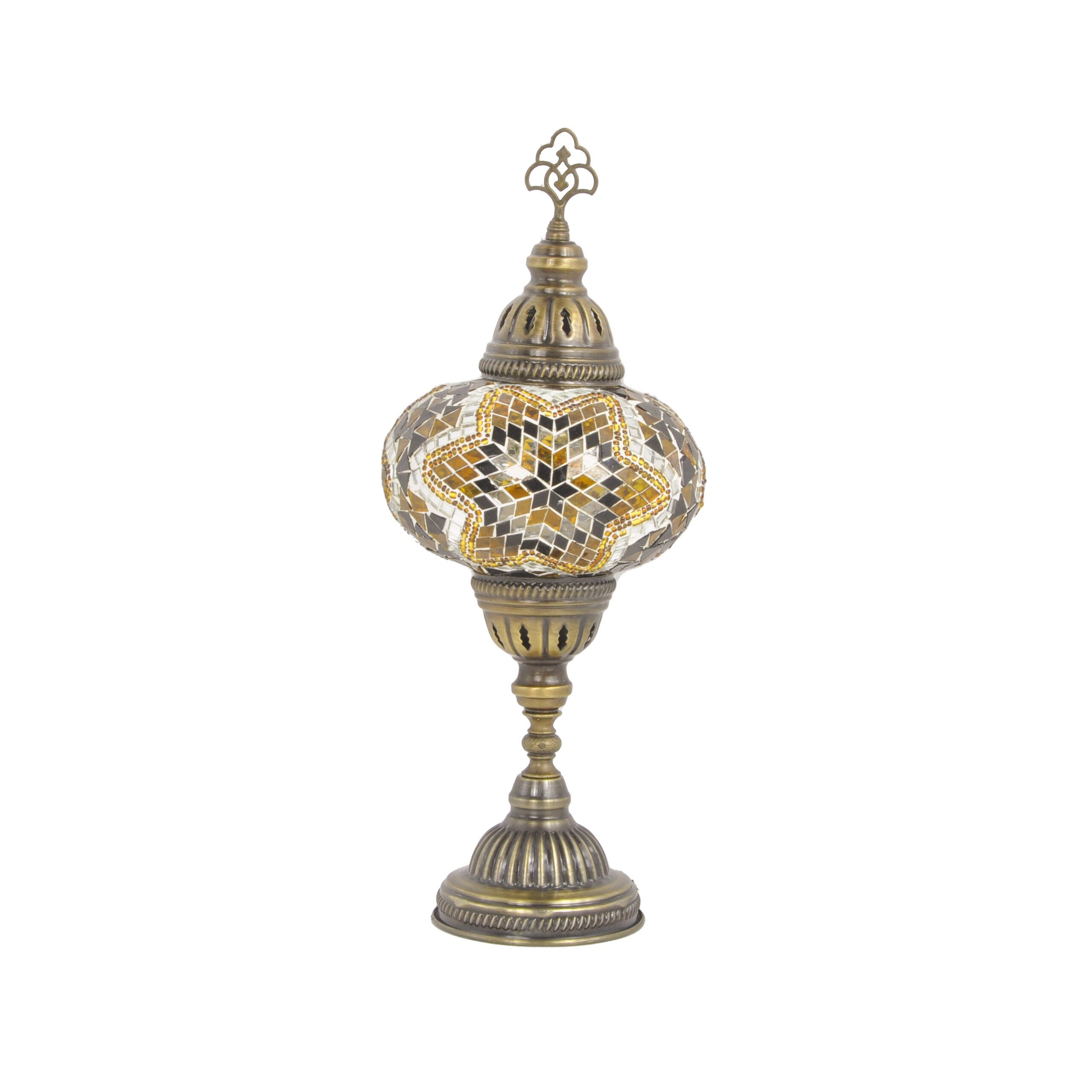 MoslandHome Handmade Turkish Mosaic Glass Table Lamp 6.5in