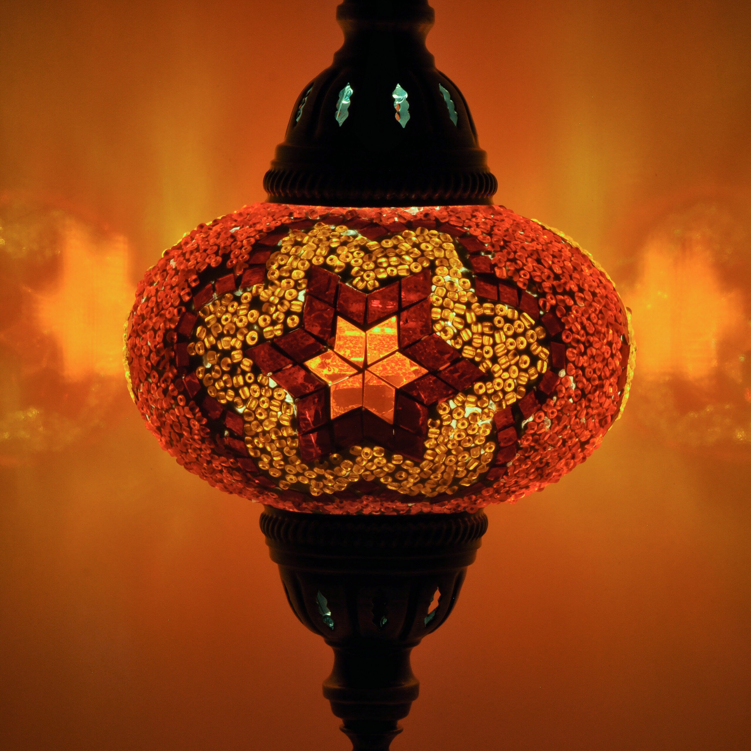 MoslandHome Handmade Turkish Mosaic Table Lamp 6.5in Globe