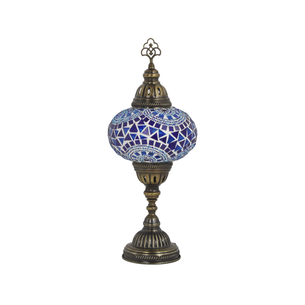 MoslandHome Handmade Turkish Mosaic Table Lamp 6.5in Globe Blue