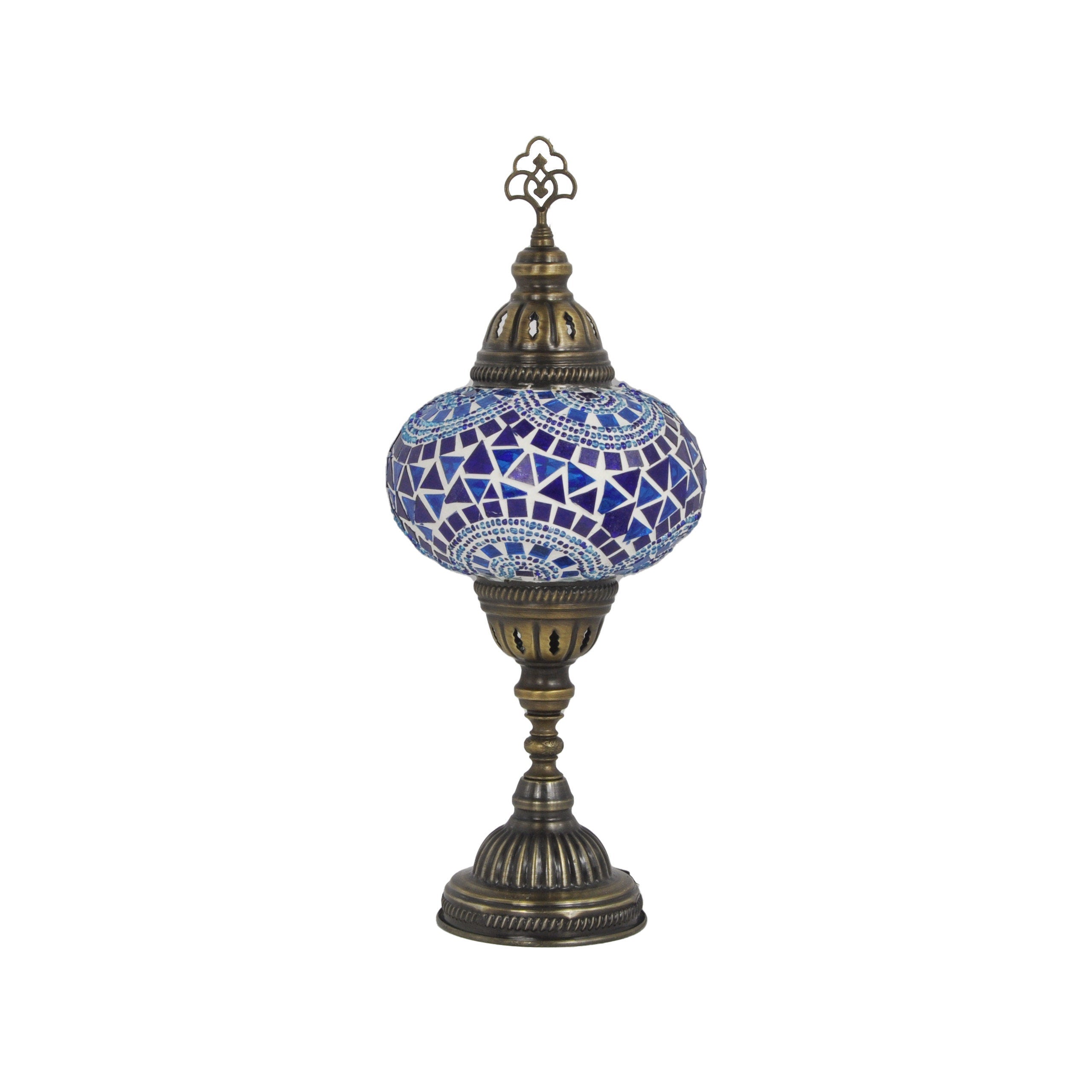 MoslandHome Handmade Turkish Mosaic Table Lamp 6.5in Globe Blue