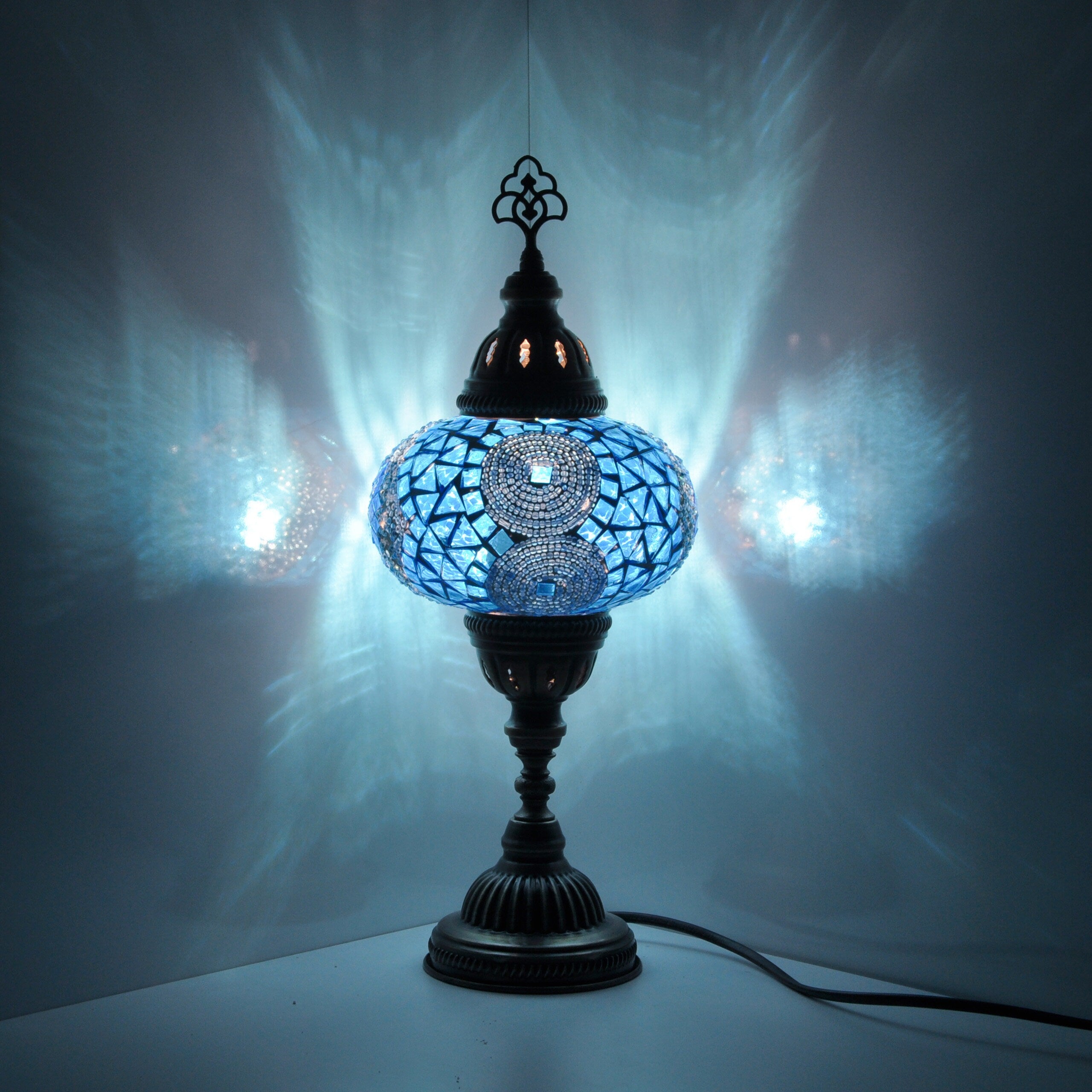 MoslandHome Handmade Turkish Mosaic Table Lamp Bohemian 6.5in