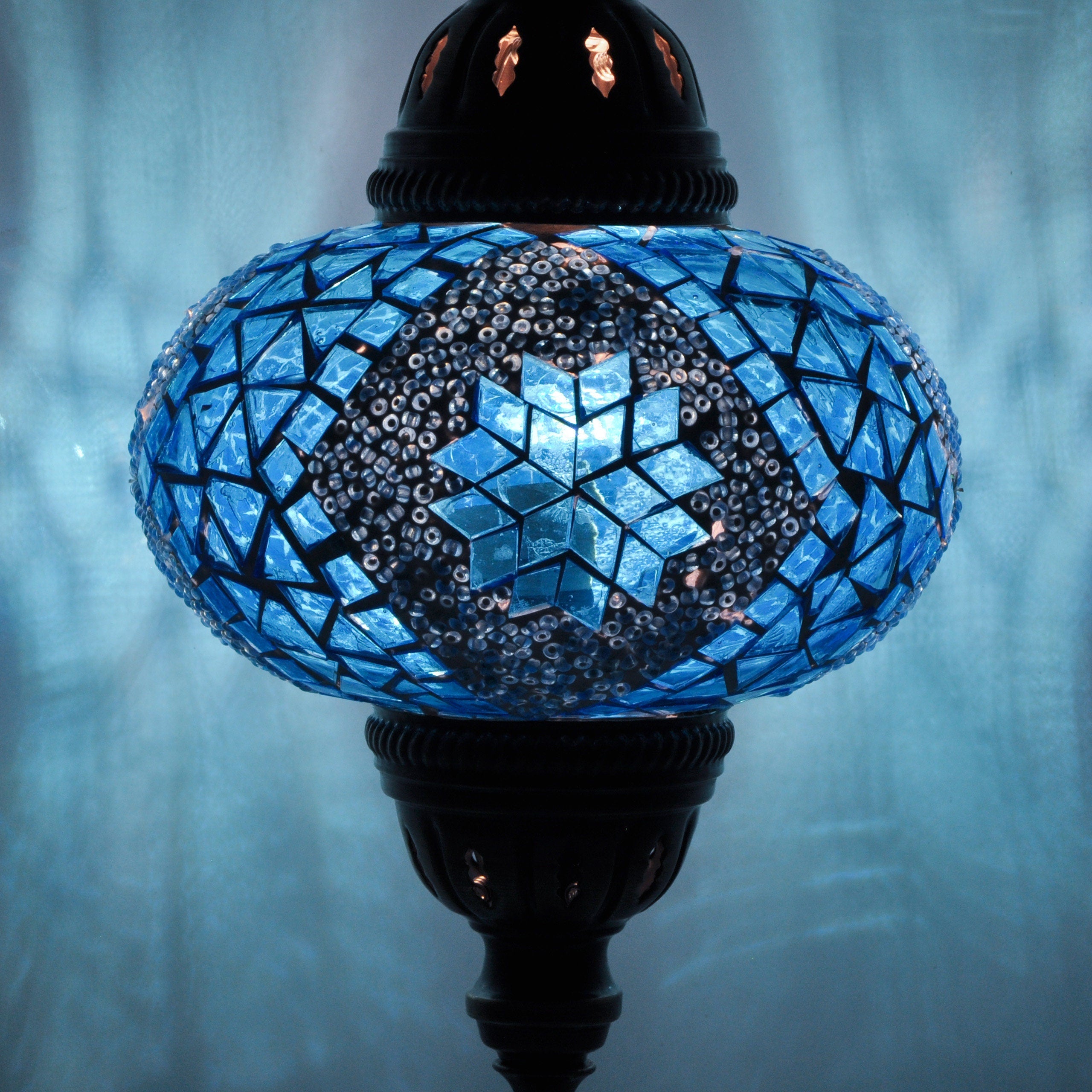 MoslandHome Handmade Turkish Mosaic Table Lamp Bohemian 6.5in