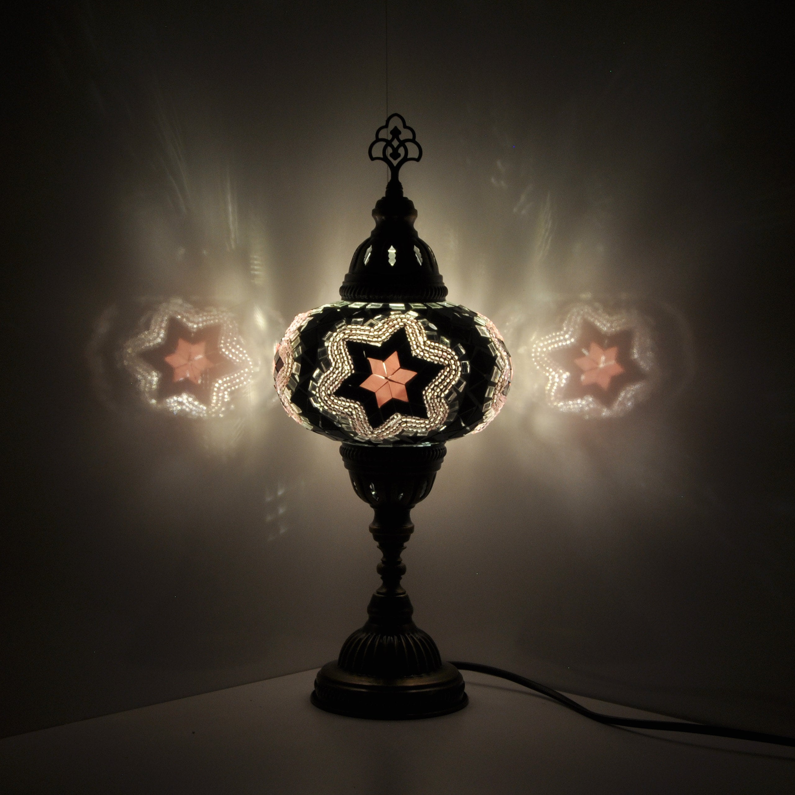 MoslandHome Handmade Turkish Mosaic Lamp: Bohemian Bedside Table Lamp
