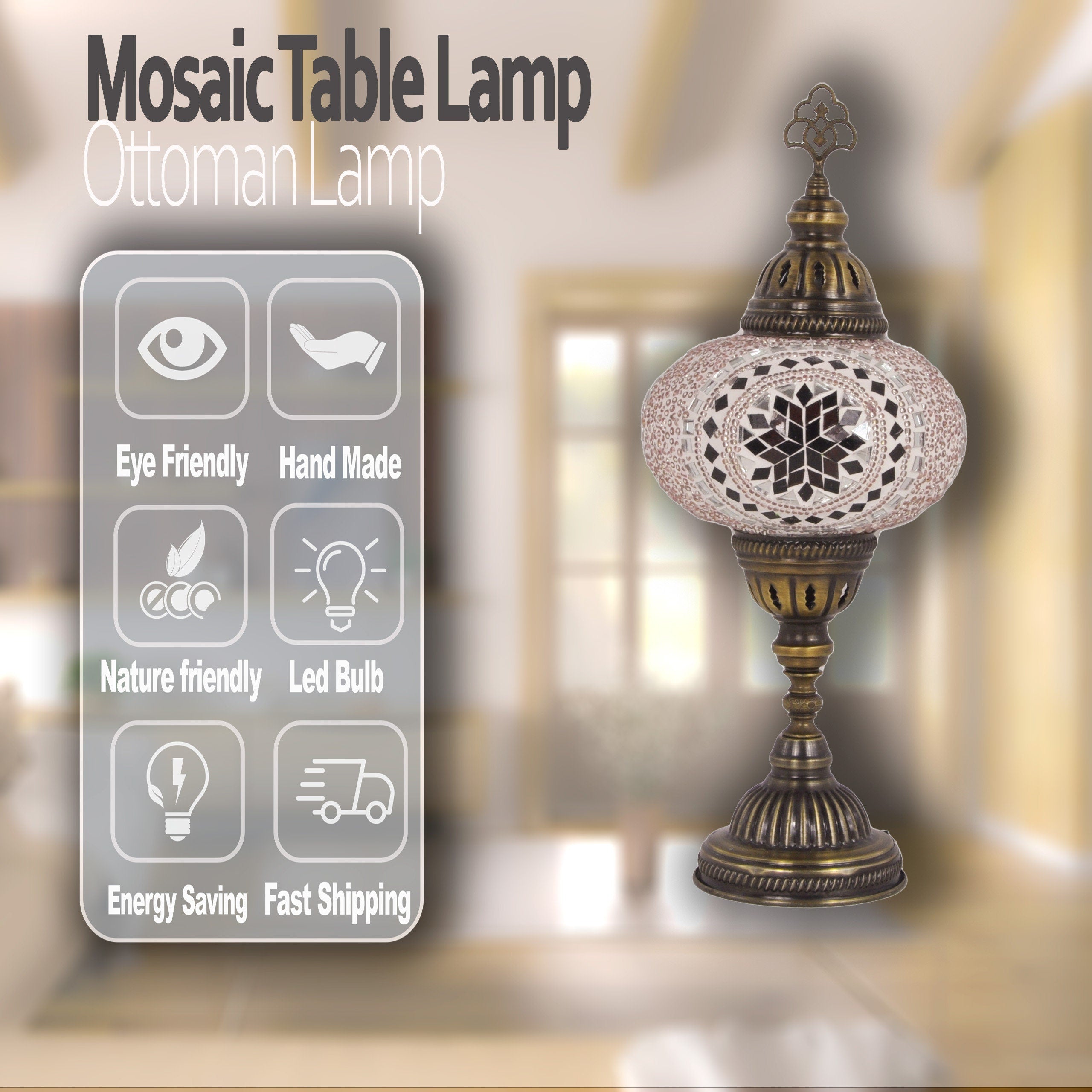 Handmade Turkish Mosaic Table Lamp