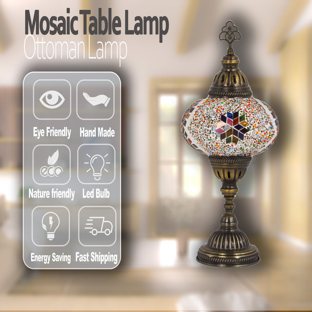 MoslandHome Handmade Turkish Mosaic Table Lamp Bohemian