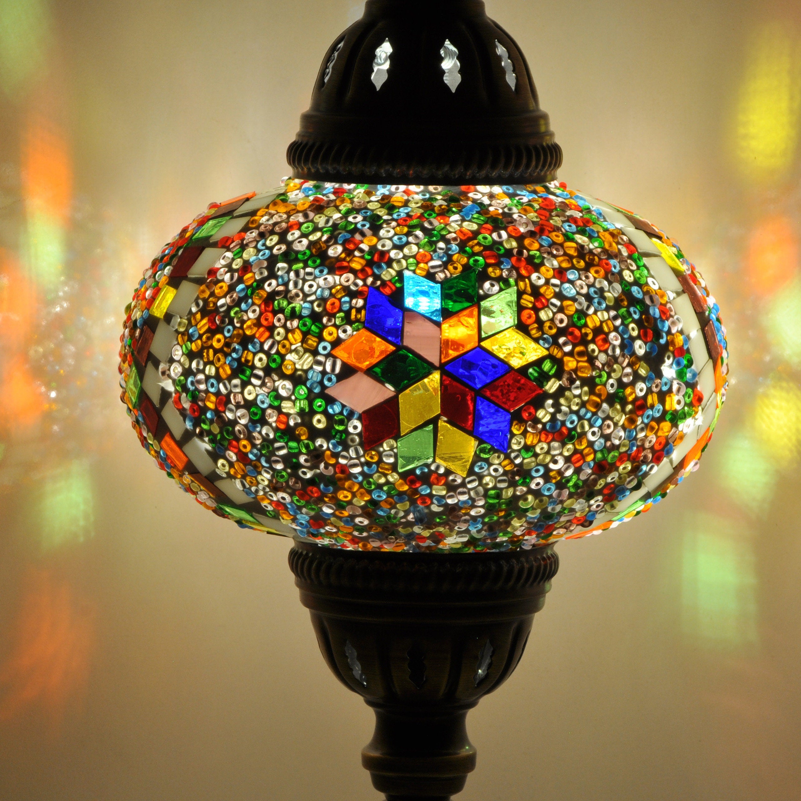 MoslandHome Handmade Turkish Mosaic Table Lamp Bohemian