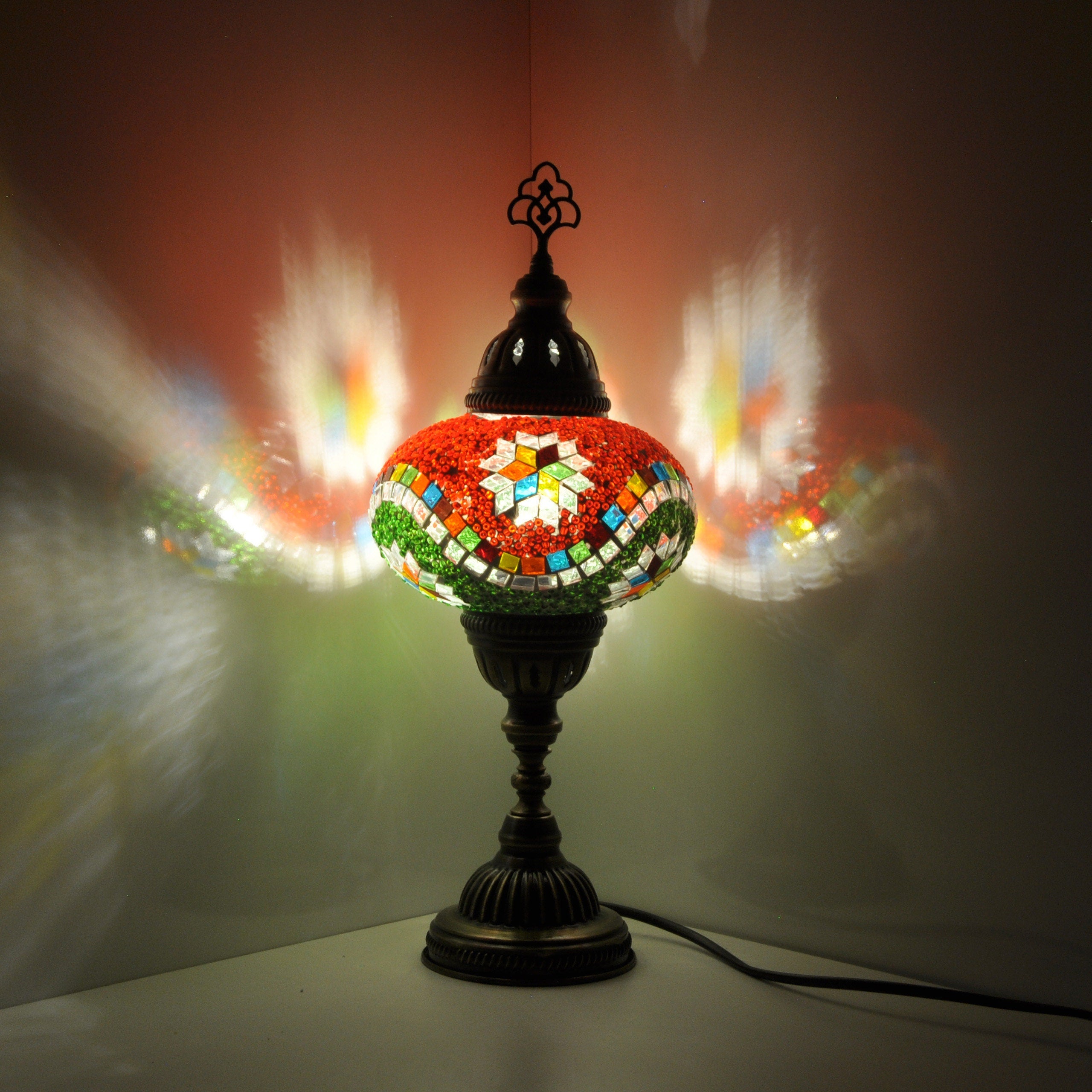 MoslandHome Handmade Turkish Mosaic Table Lamp Bohemian 6.5in