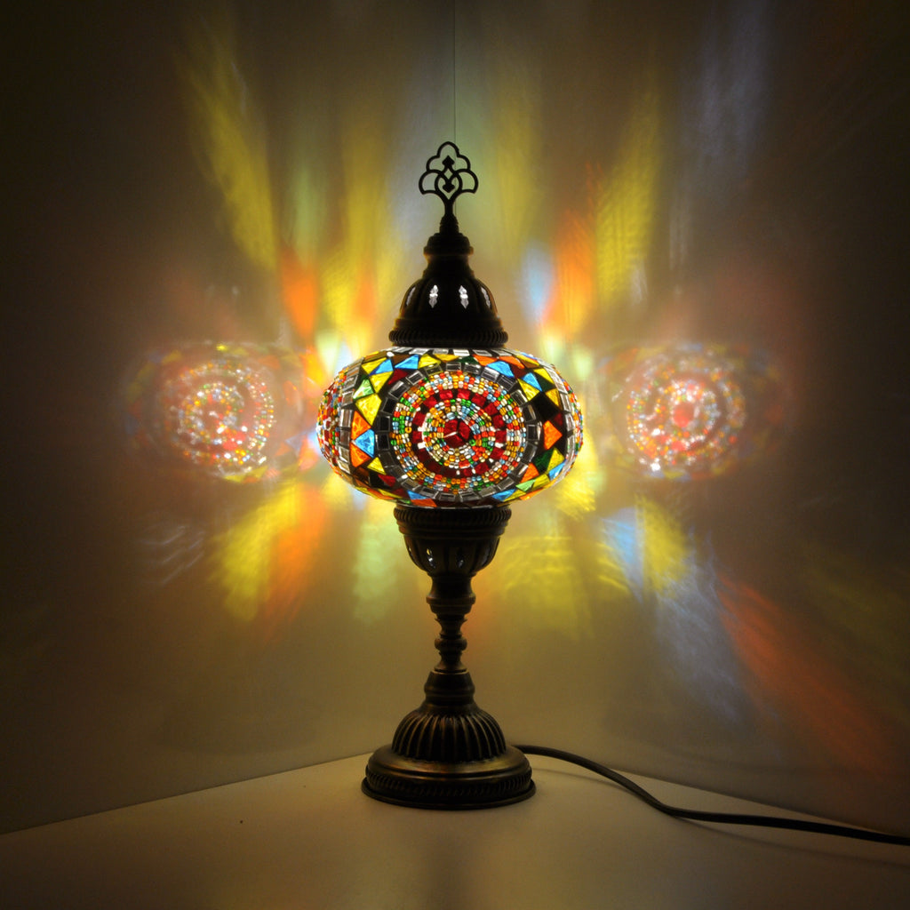 MoslandHome Handmade Turkish Mosaic Glass Table Lamp 13.77in