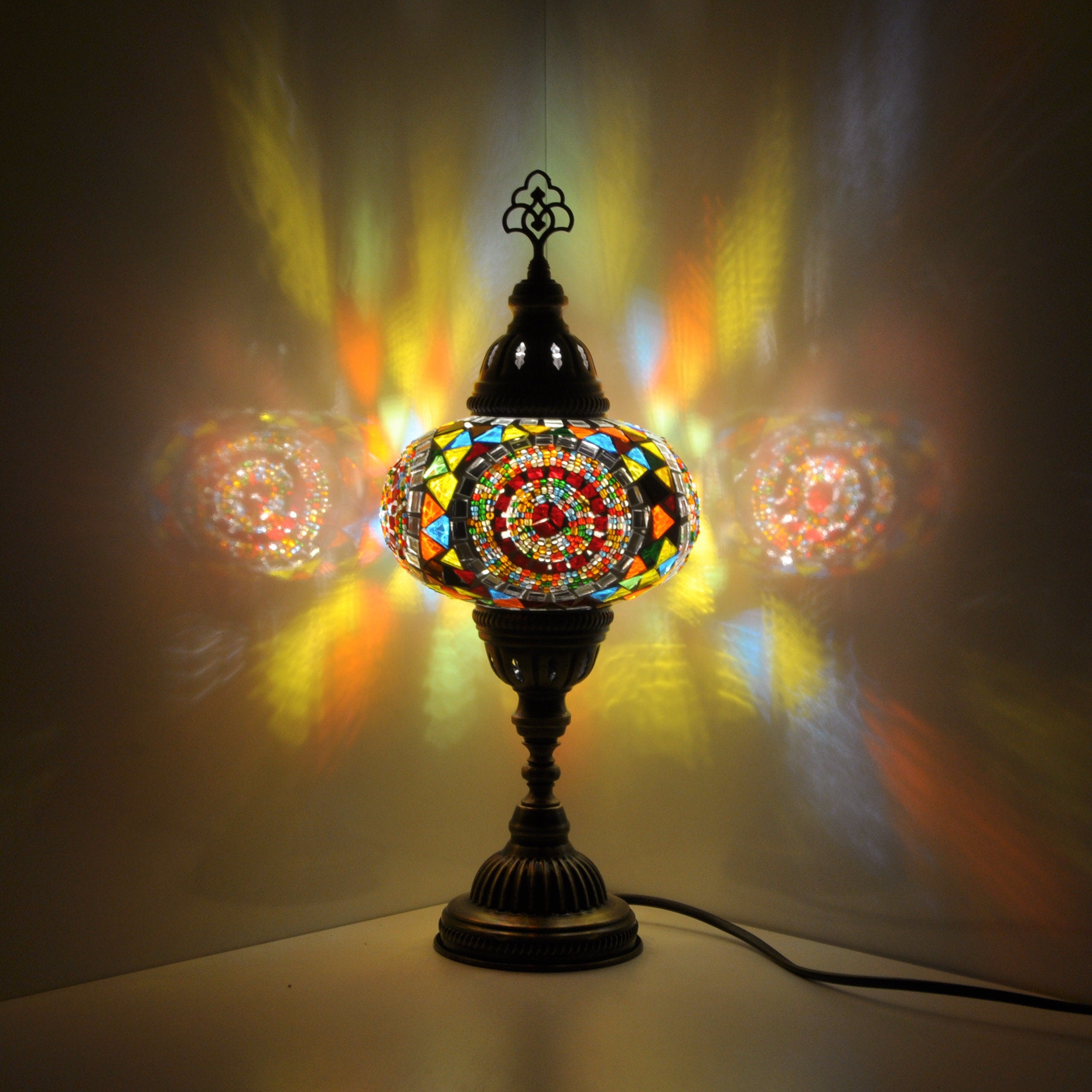 MoslandHome Handmade Turkish Mosaic Glass Table Lamp 13.77in