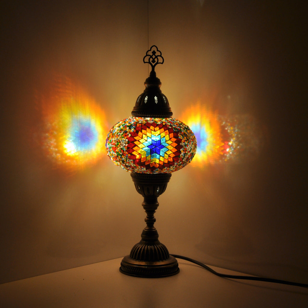 MoslandHome Handmade Turkish Mosaic Glass Table Lamp 13.77in