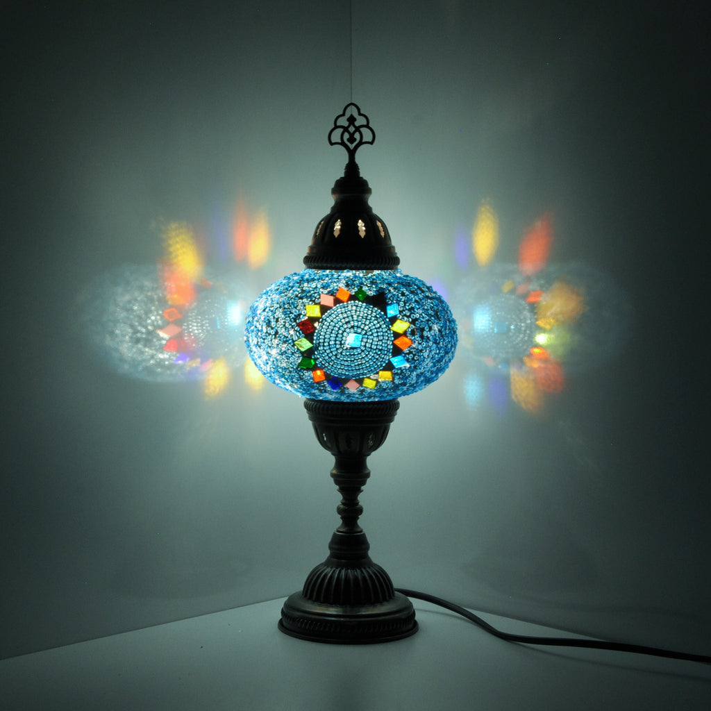 MoslandHome Handmade Turkish Mosaic Glass Table Lamp 13.77in