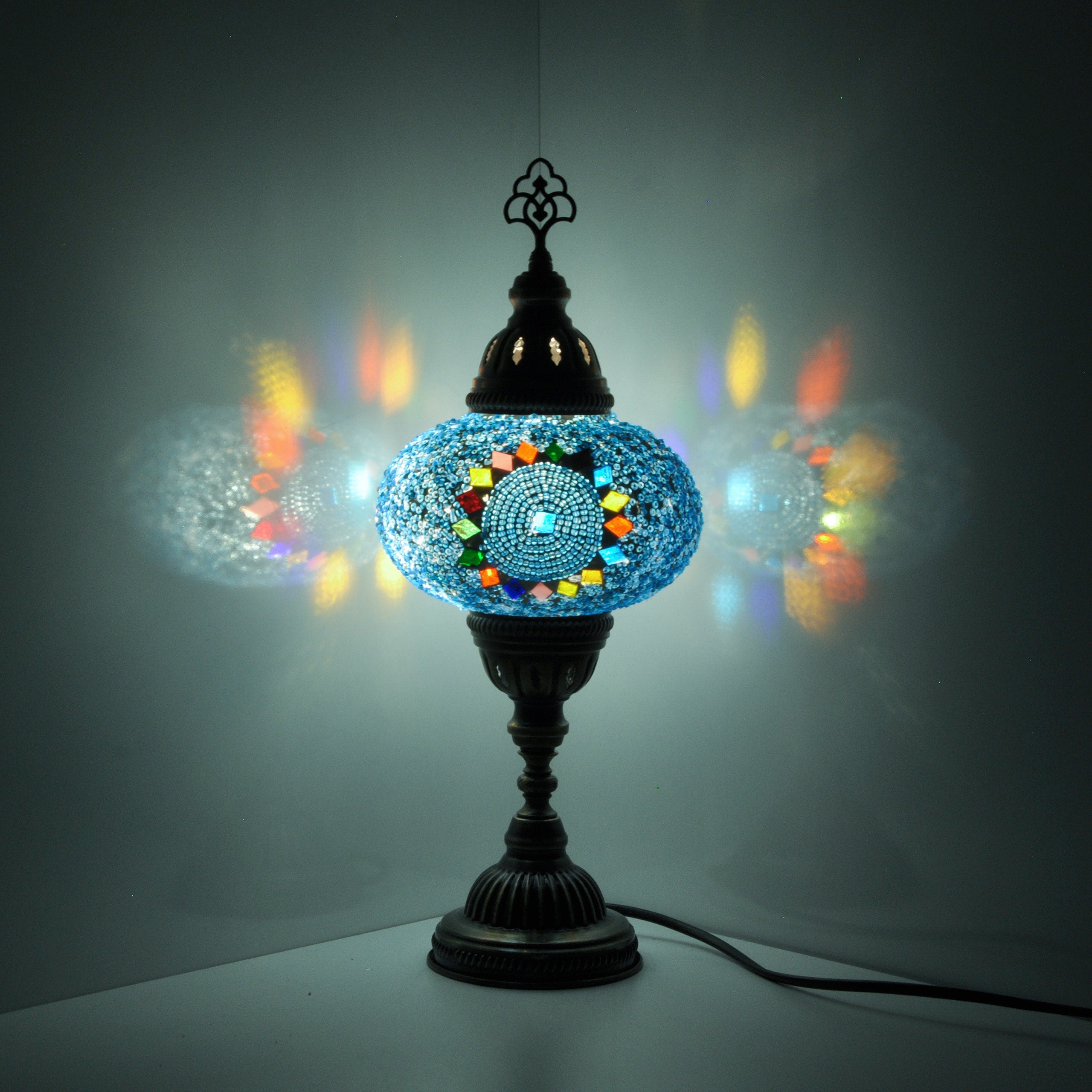 MoslandHome Handmade Turkish Mosaic Glass Table Lamp 13.77in