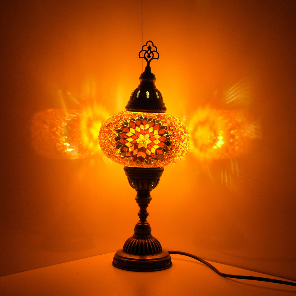 MoslandHome Handmade Turkish Mosaic Glass Table Lamp 13.77in