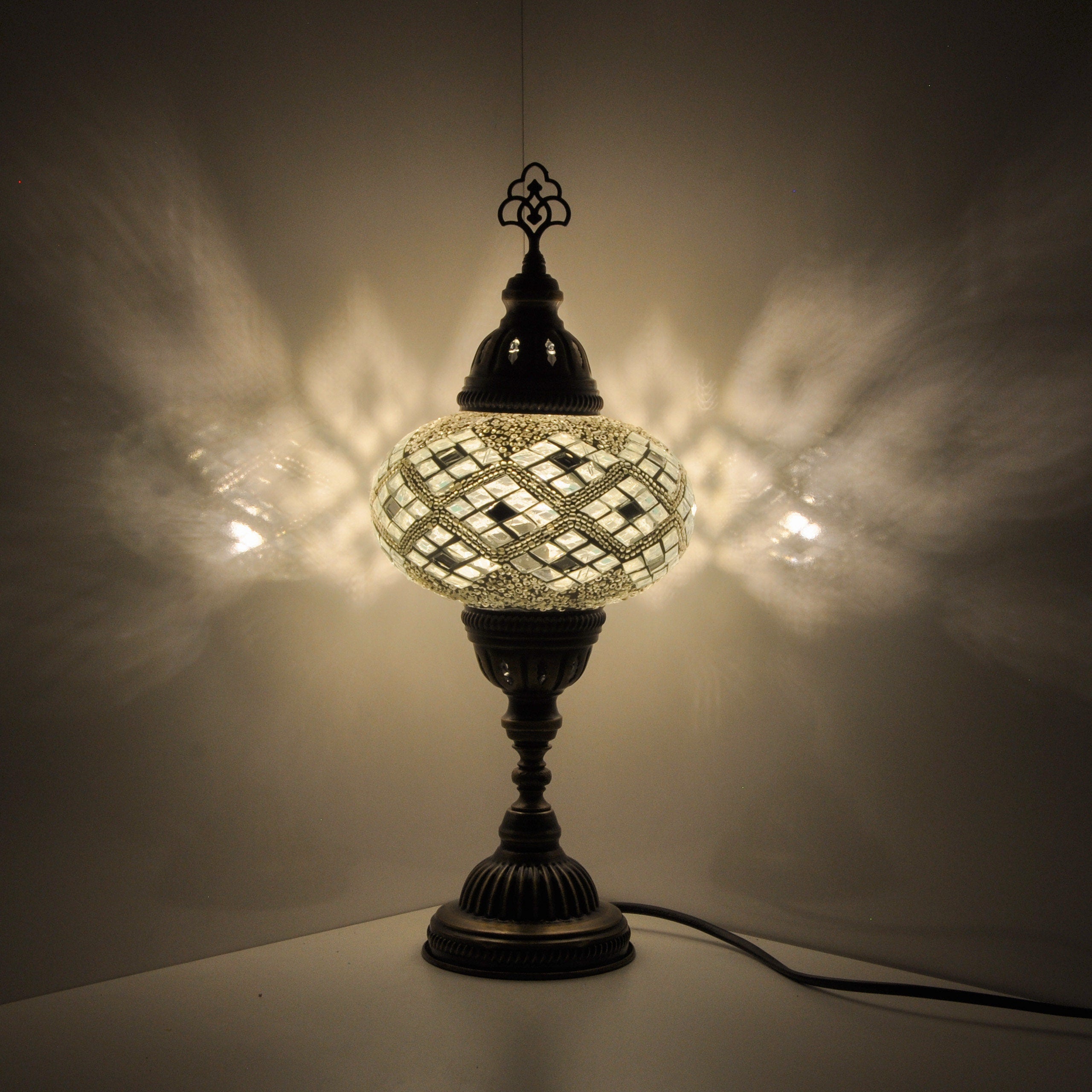 MoslandHome Handmade Turkish Mosaic Table Lamp 6.5in