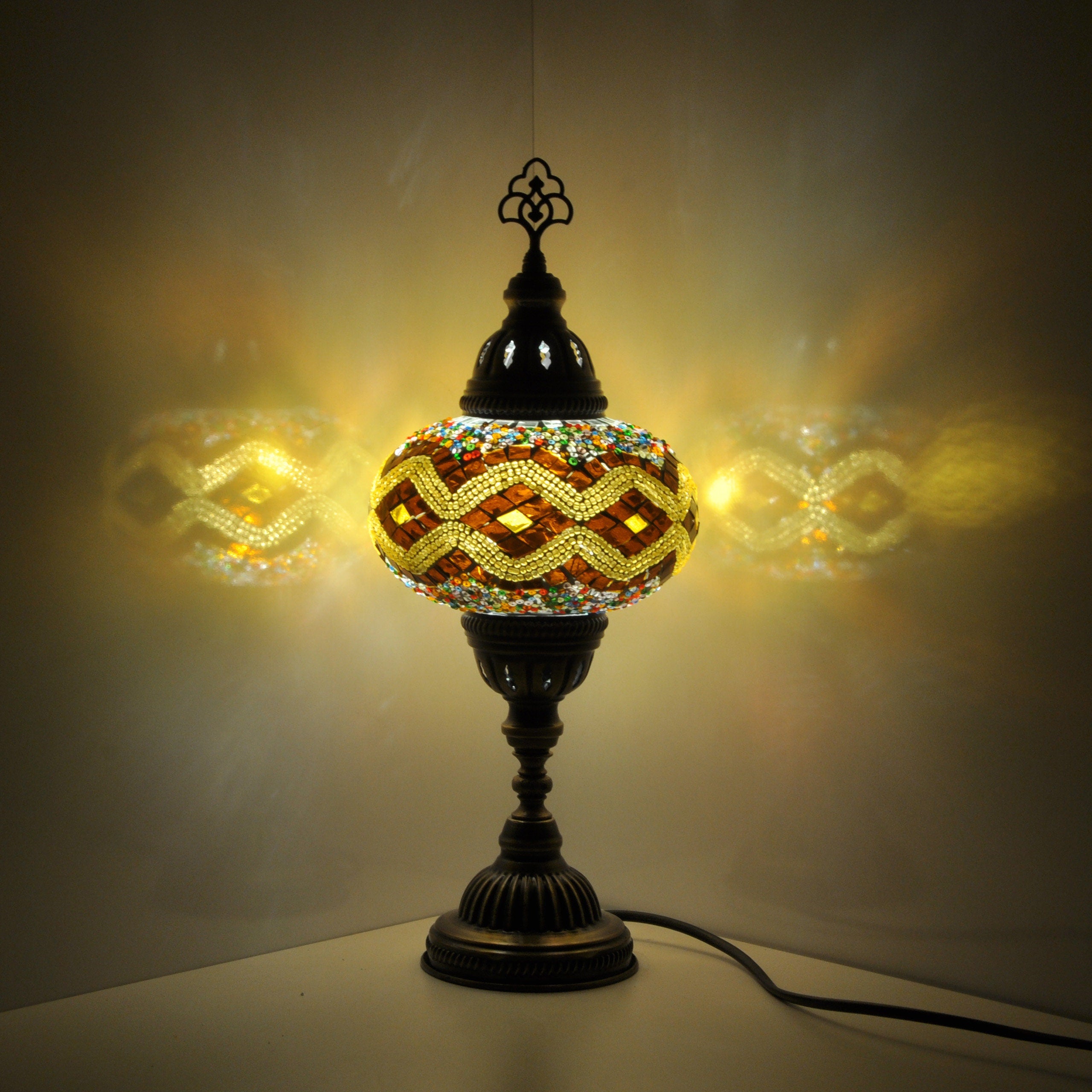 MoslandHome Handmade Turkish Mosaic Table Lamp 6.5in