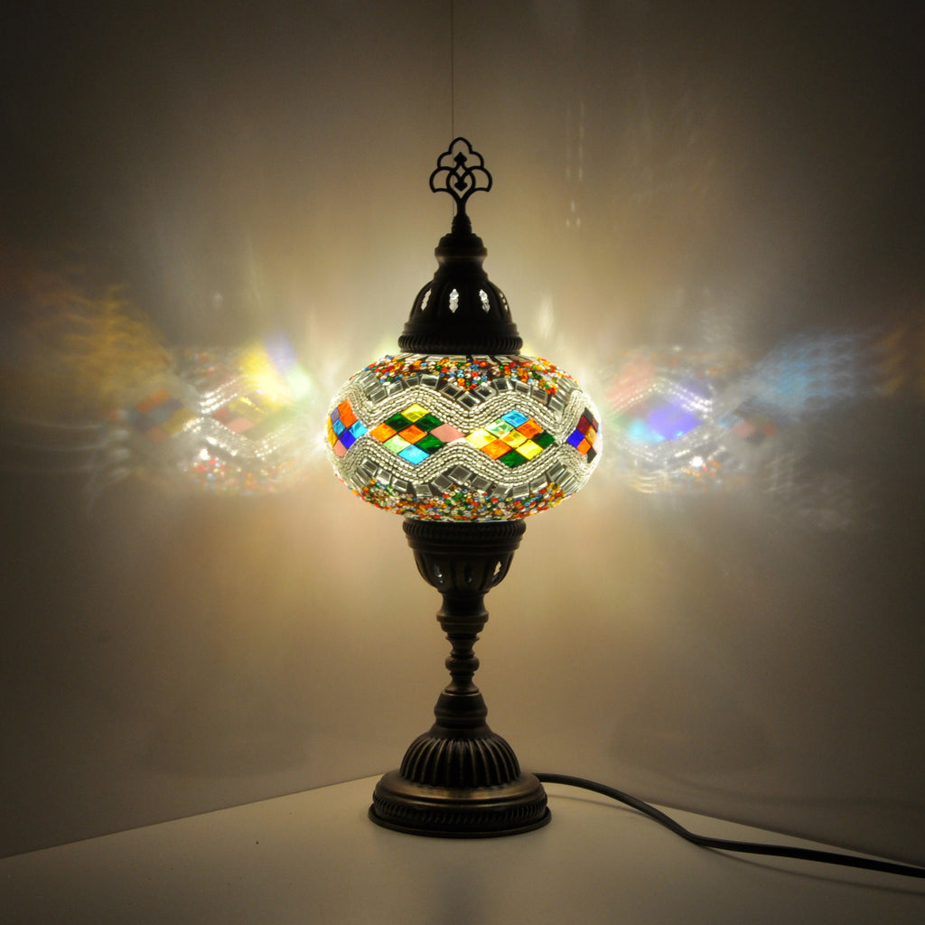 MoslandHome Handmade Turkish Mosaic Table Lamp 6.5in