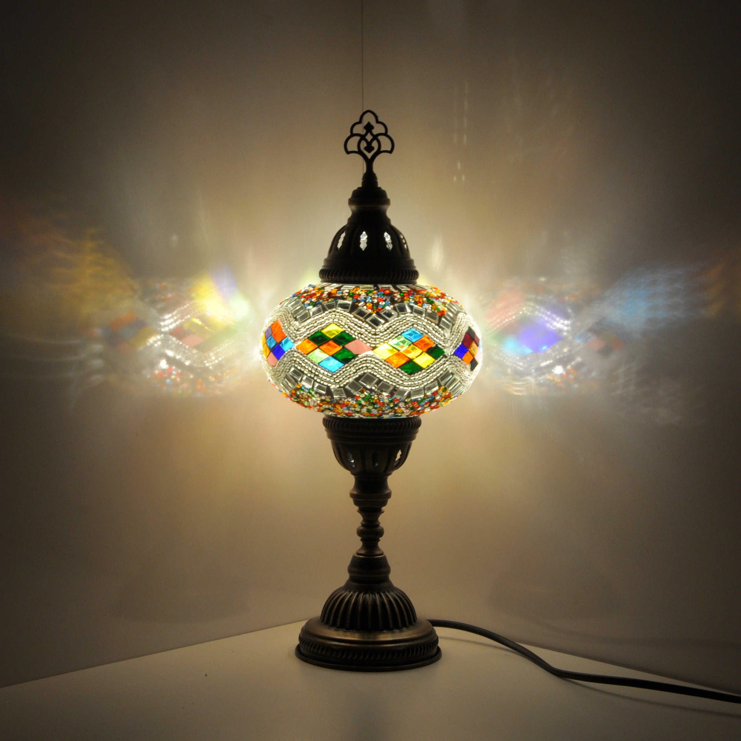 MoslandHome Handmade Turkish Mosaic Table Lamp 6.5in