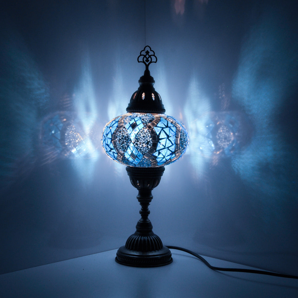 MoslandHome Handmade Mosaic Glass Table Lamp 6.5in