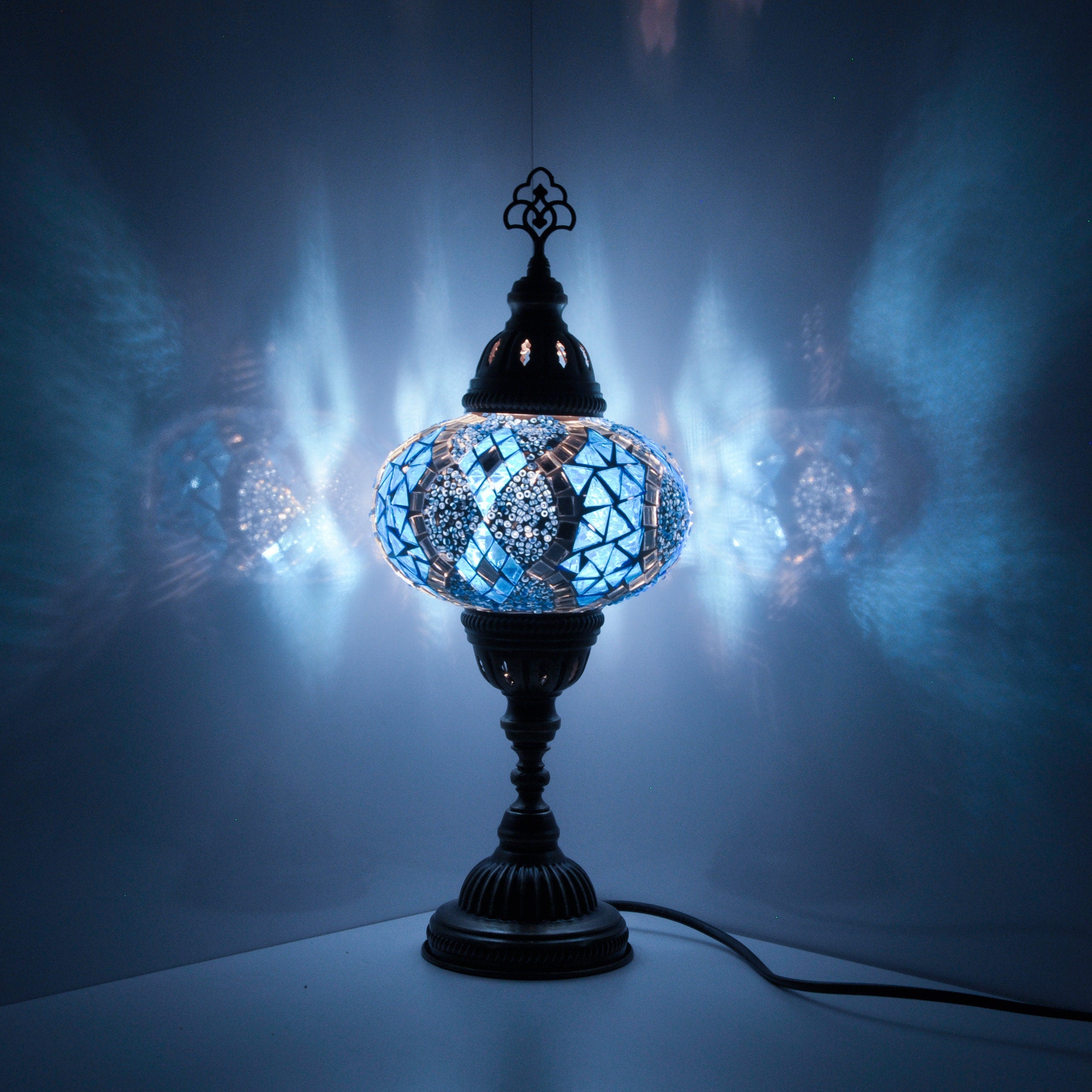 MoslandHome Handmade Mosaic Glass Table Lamp 6.5in