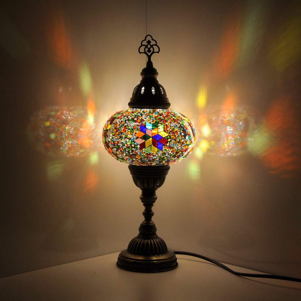 MoslandHome Handmade Mosaic Glass Table Lamp 6.5in