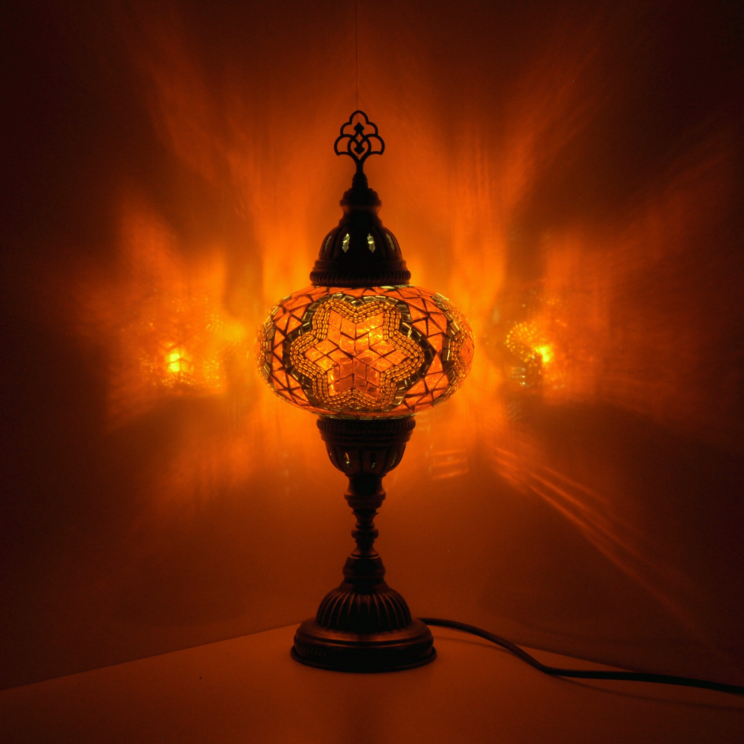 MoslandHome Handmade Mosaic Glass Table Lamp 6.5in
